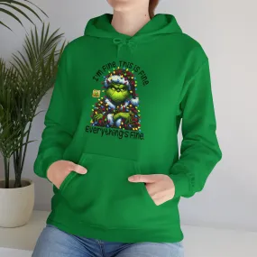 Princess Grace Grinch Holiday Hoodie - I'm Fine, This Is Fine Christmas Sweatshirt