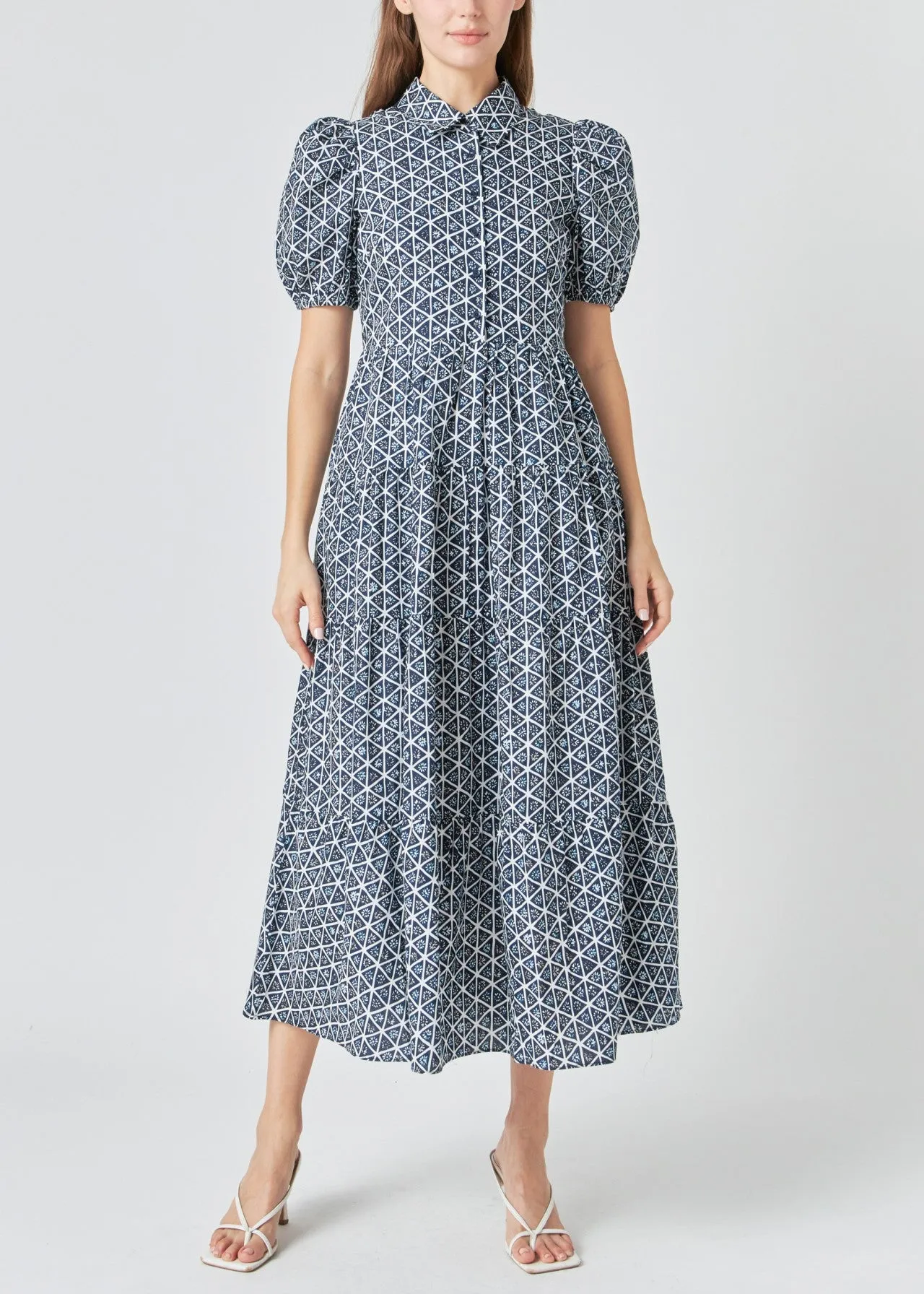 Print Button Up Maxi Dress