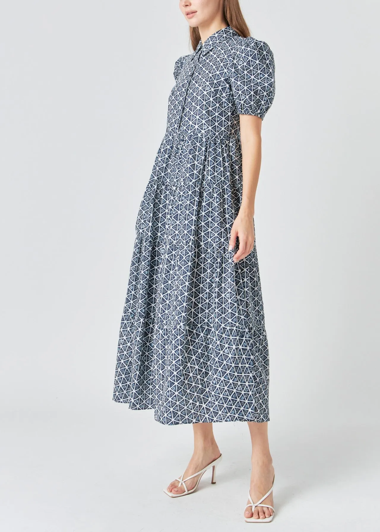 Print Button Up Maxi Dress