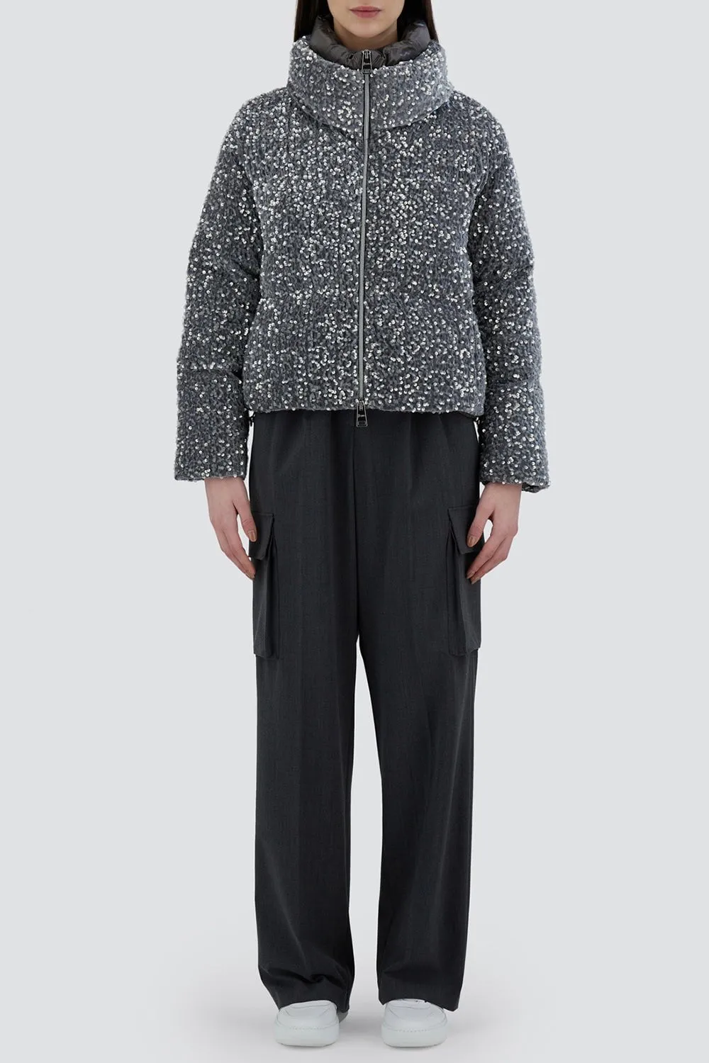 Quilted Paillette Zip Jacket