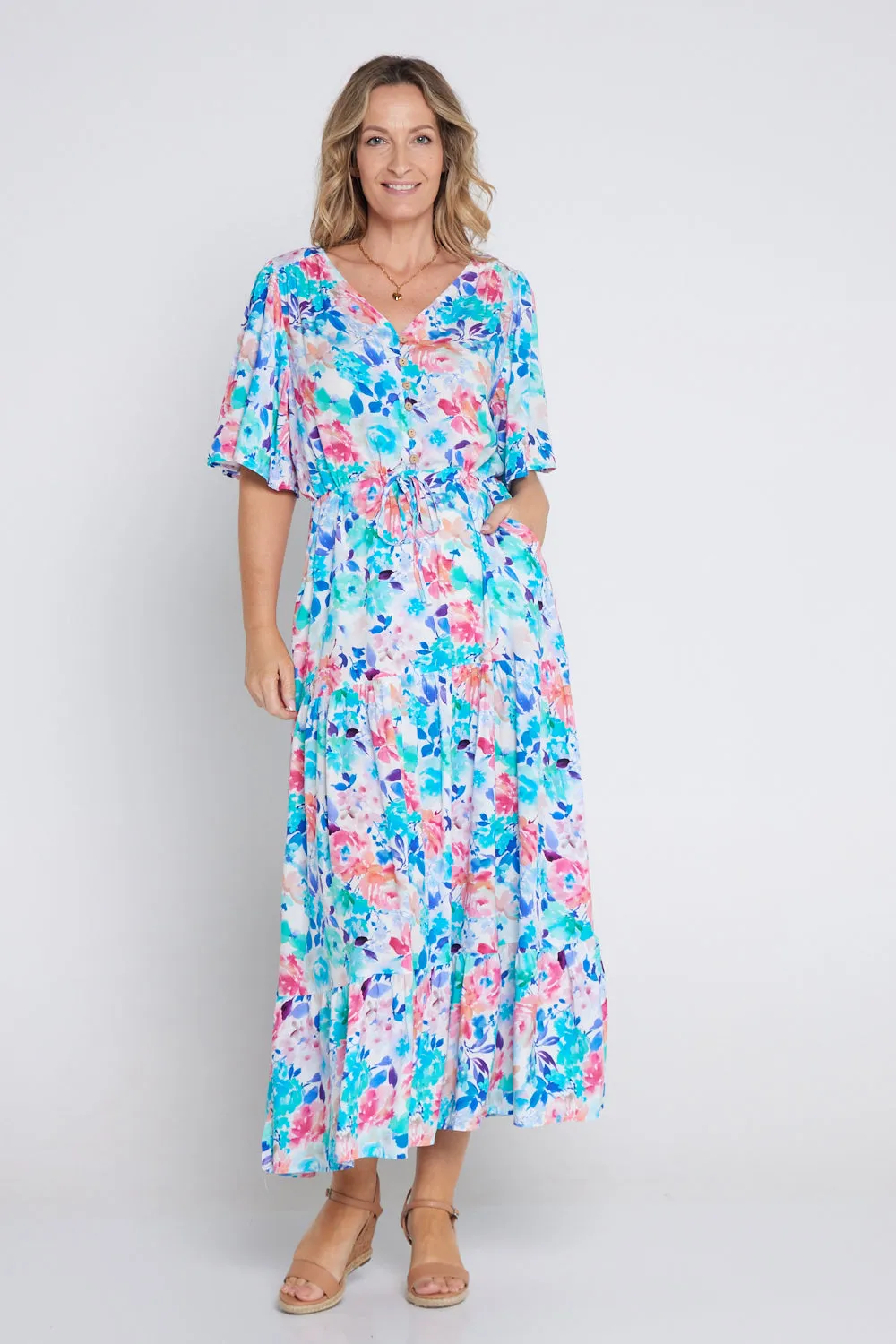 Quinn Maxi Dress - Blue/Rose Floral