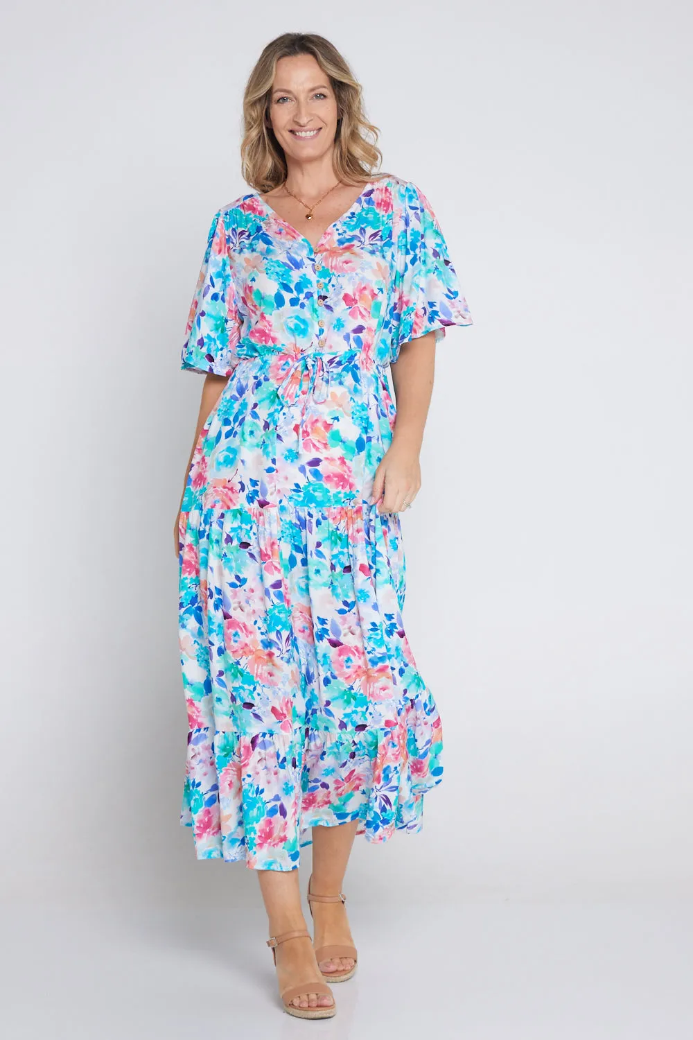 Quinn Maxi Dress - Blue/Rose Floral
