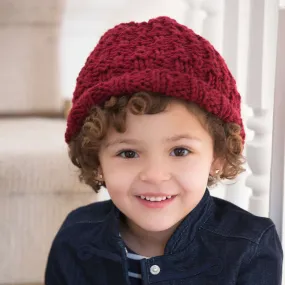 Red Heart Knit Child's Rolled Brim Hat