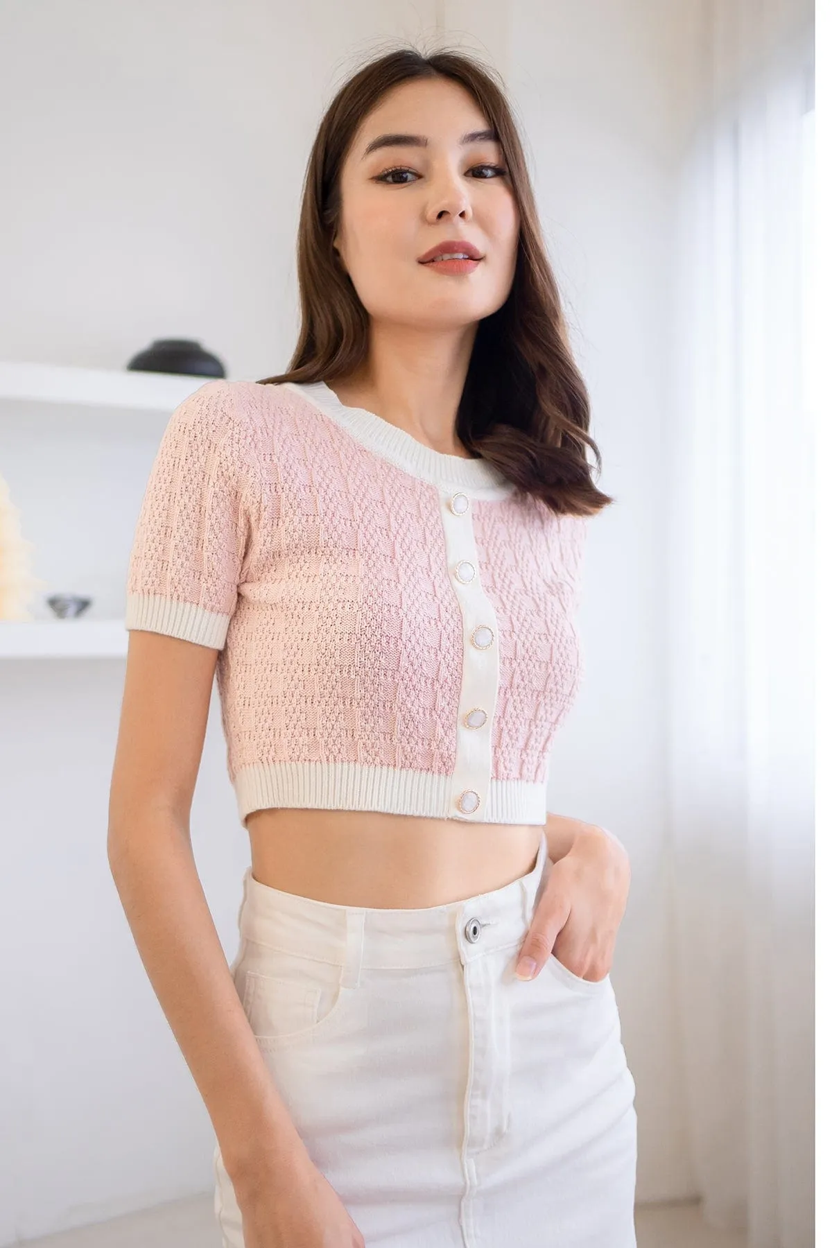 RESTOCKED** MEA SLEEVED KNIT TOP IN CREPE PINK