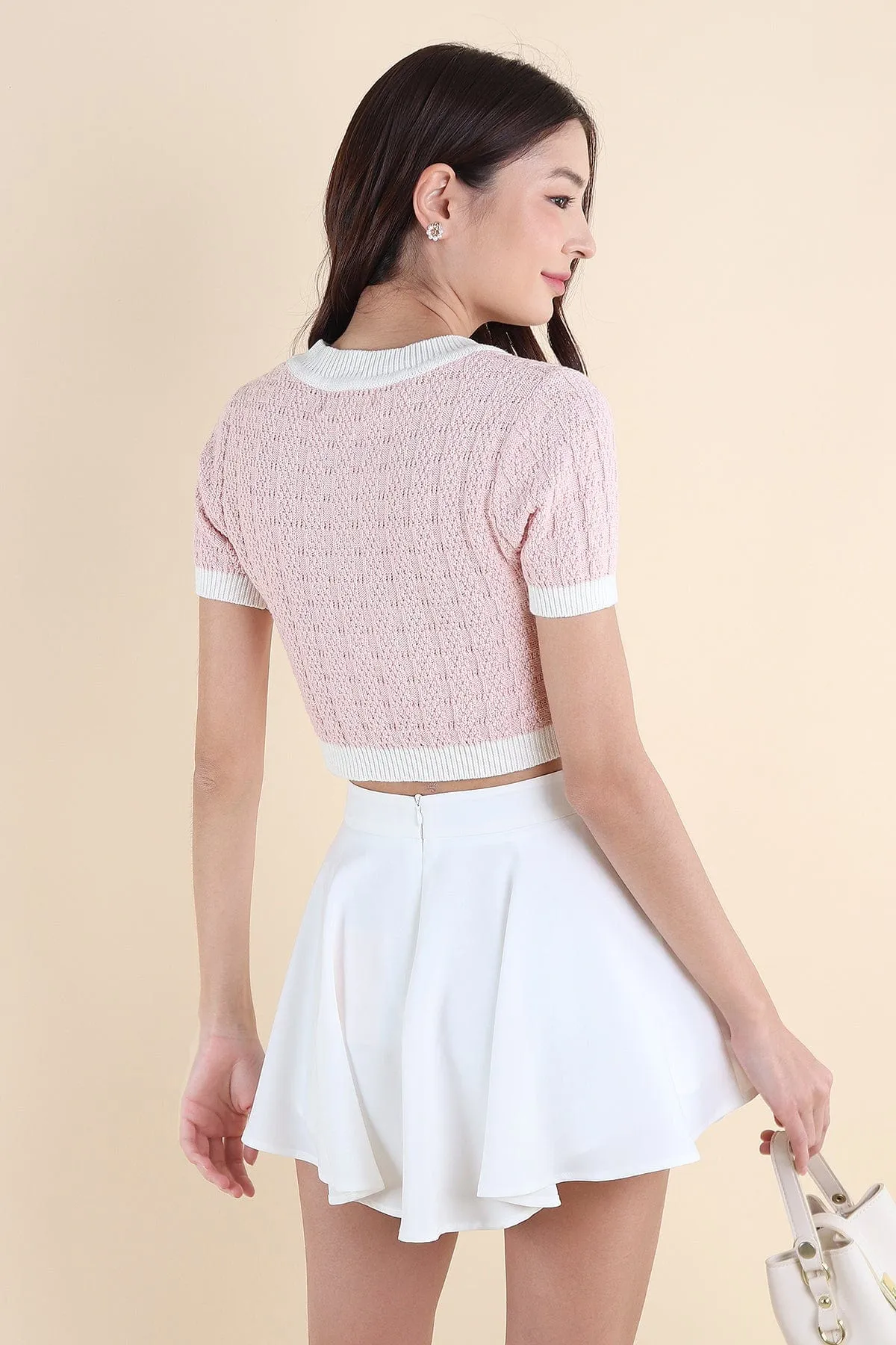 RESTOCKED** MEA SLEEVED KNIT TOP IN CREPE PINK