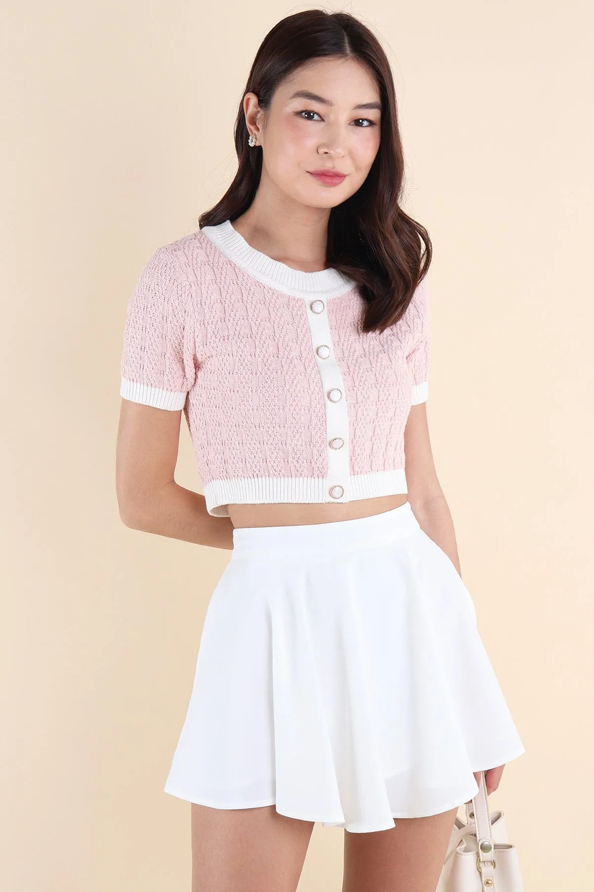 RESTOCKED** MEA SLEEVED KNIT TOP IN CREPE PINK