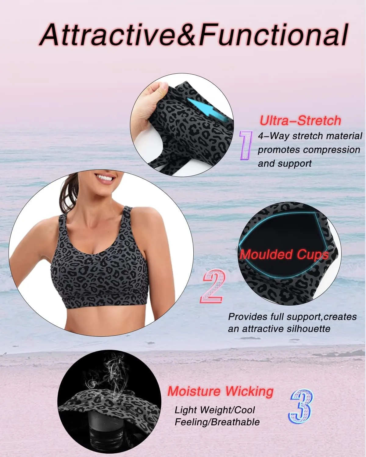 RUNNING GIRL High Impact Sports Bras for Women,Racerback Running Bra Workout Crop Tank Tops Longline Sports Bra Push up