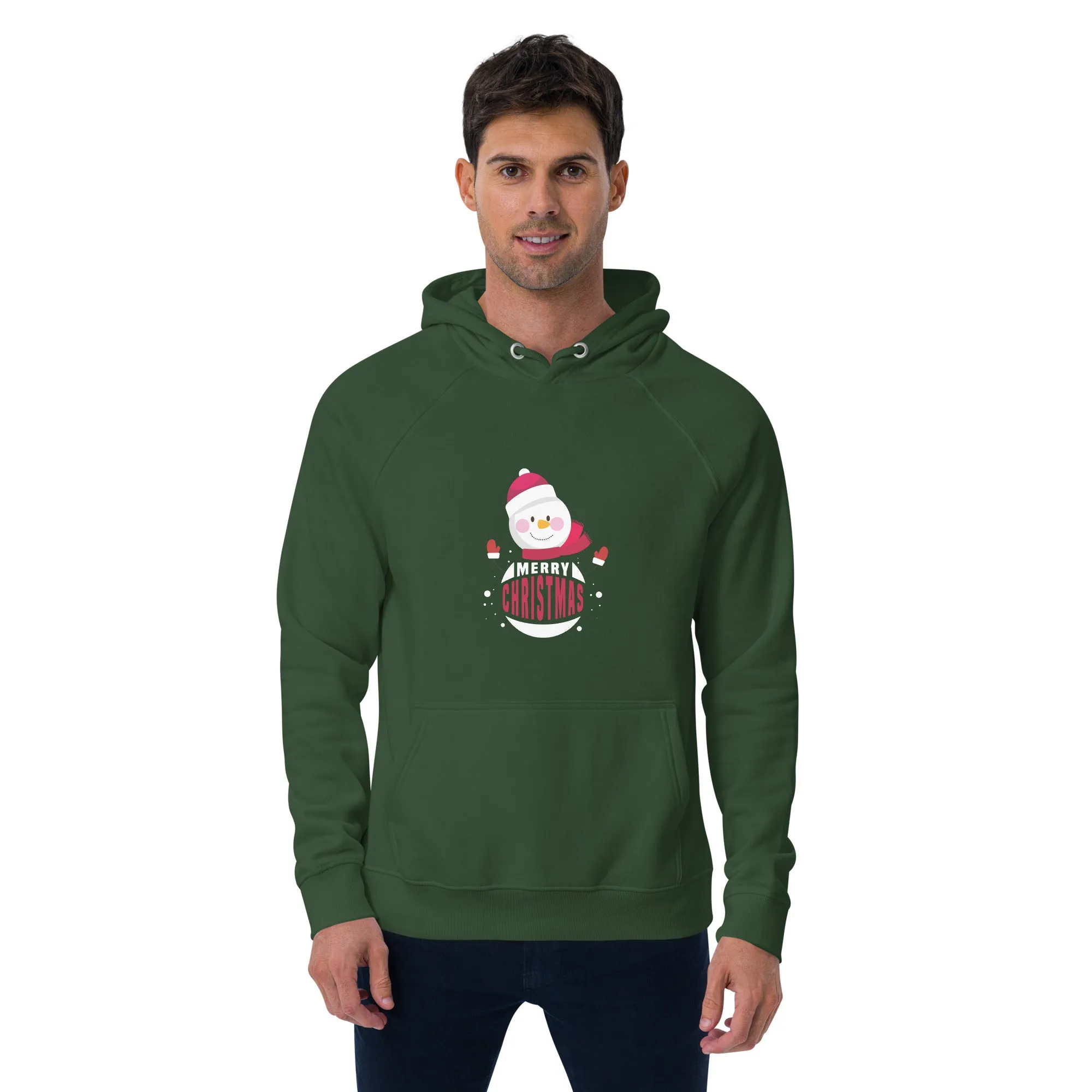 Santa Merry Christmas Graphic Men Eco Raglan Hoodie