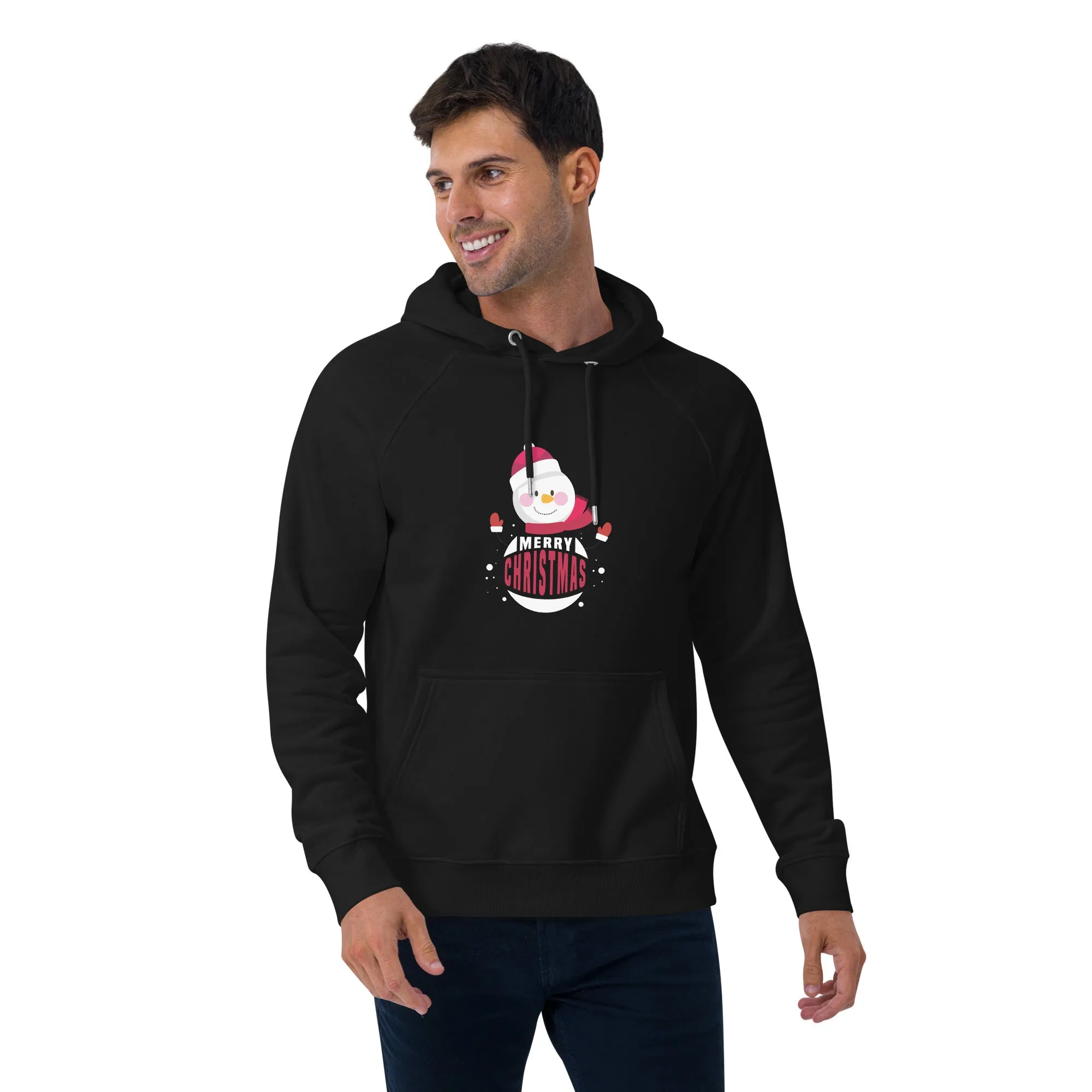 Santa Merry Christmas Graphic Men Eco Raglan Hoodie