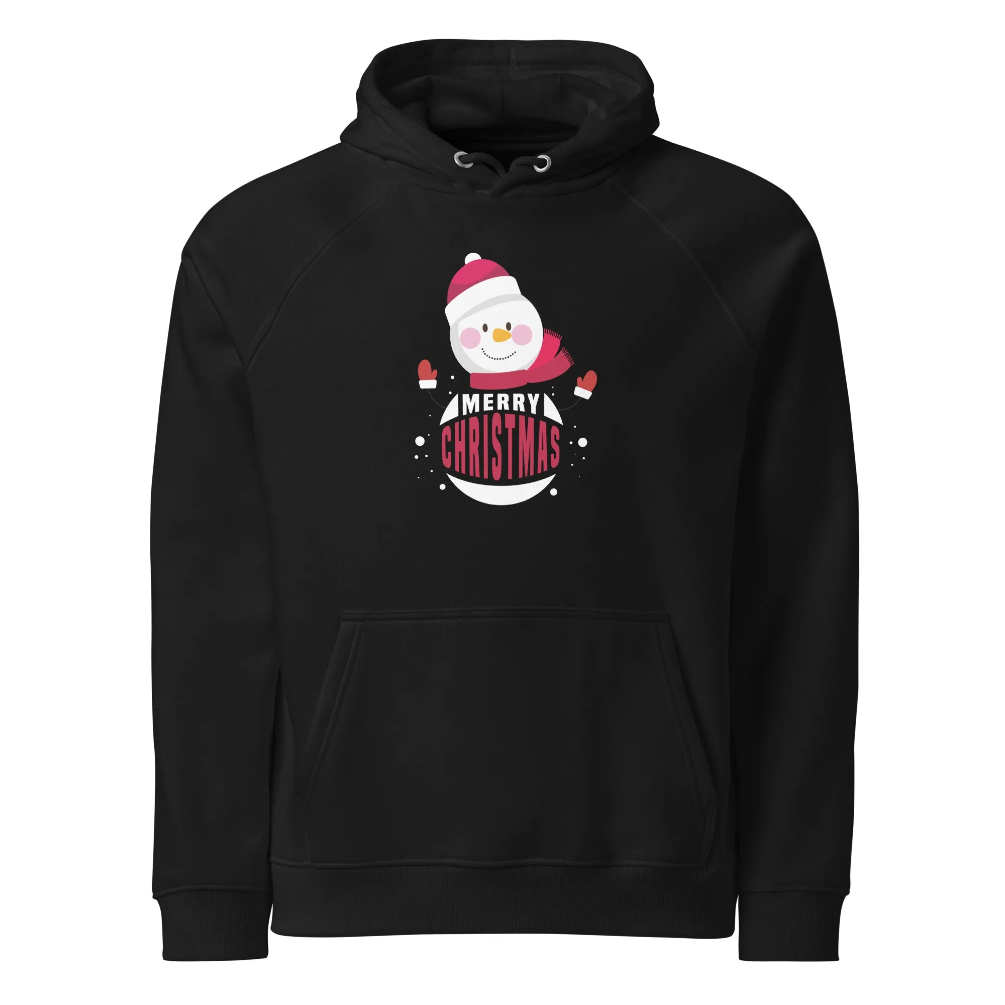Santa Merry Christmas Graphic Women Eco Raglan Hoodie
