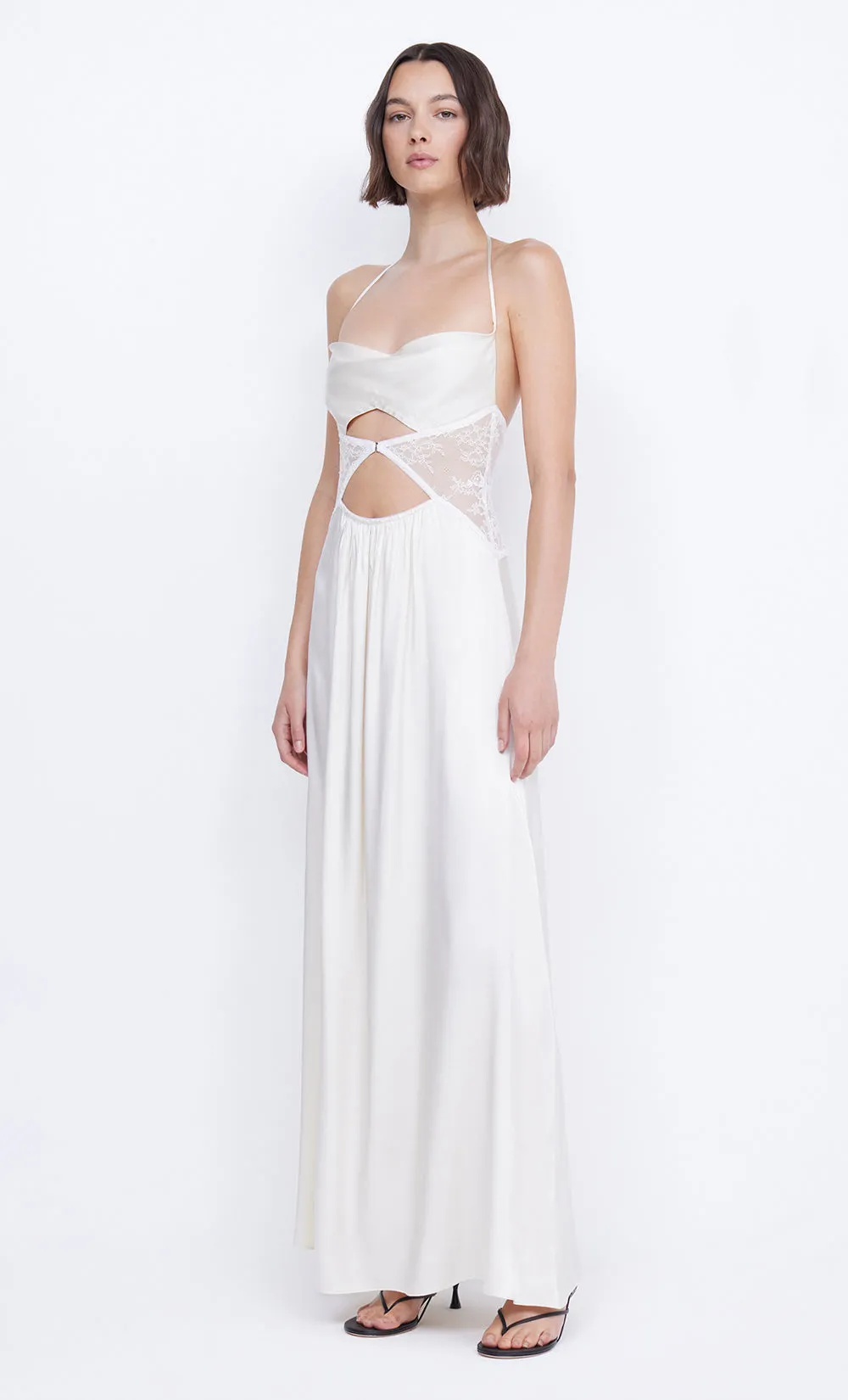 SANTAL HALTER MAXI DRESS - IVORY