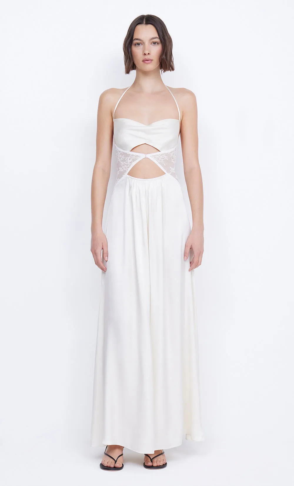 SANTAL HALTER MAXI DRESS - IVORY