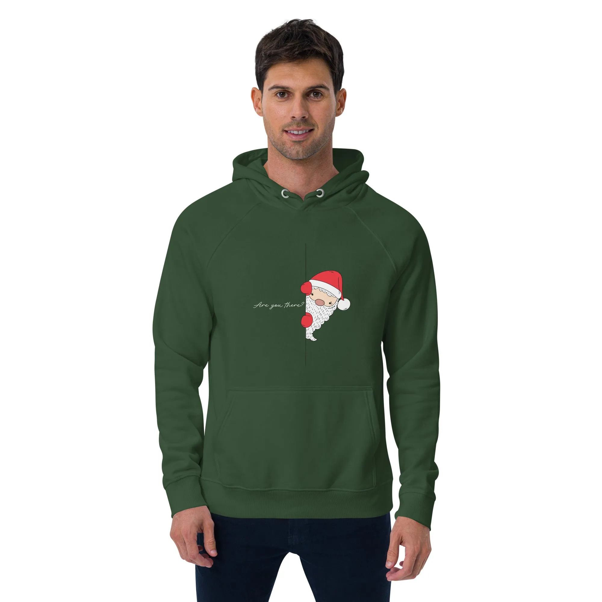 Santa's Surprise White Christmas Graphics Men Eco Raglan Hoodie