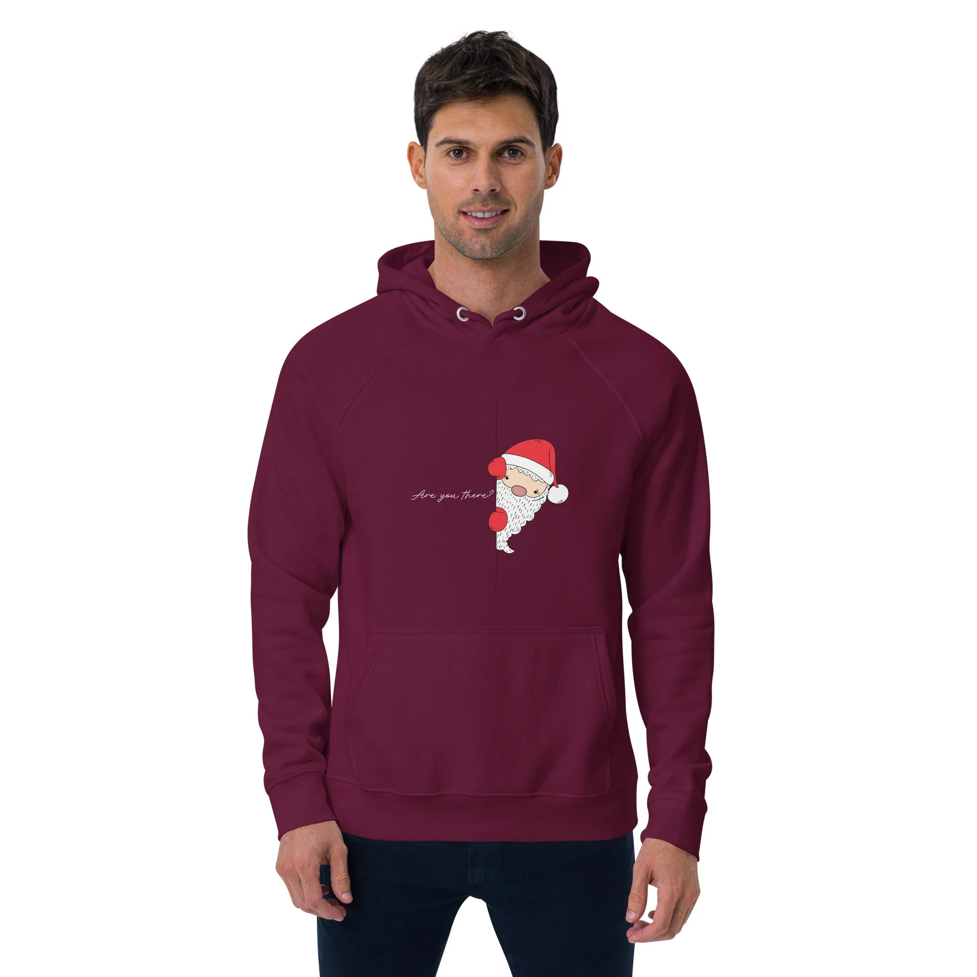 Santa's Surprise White Christmas Graphics Men Eco Raglan Hoodie