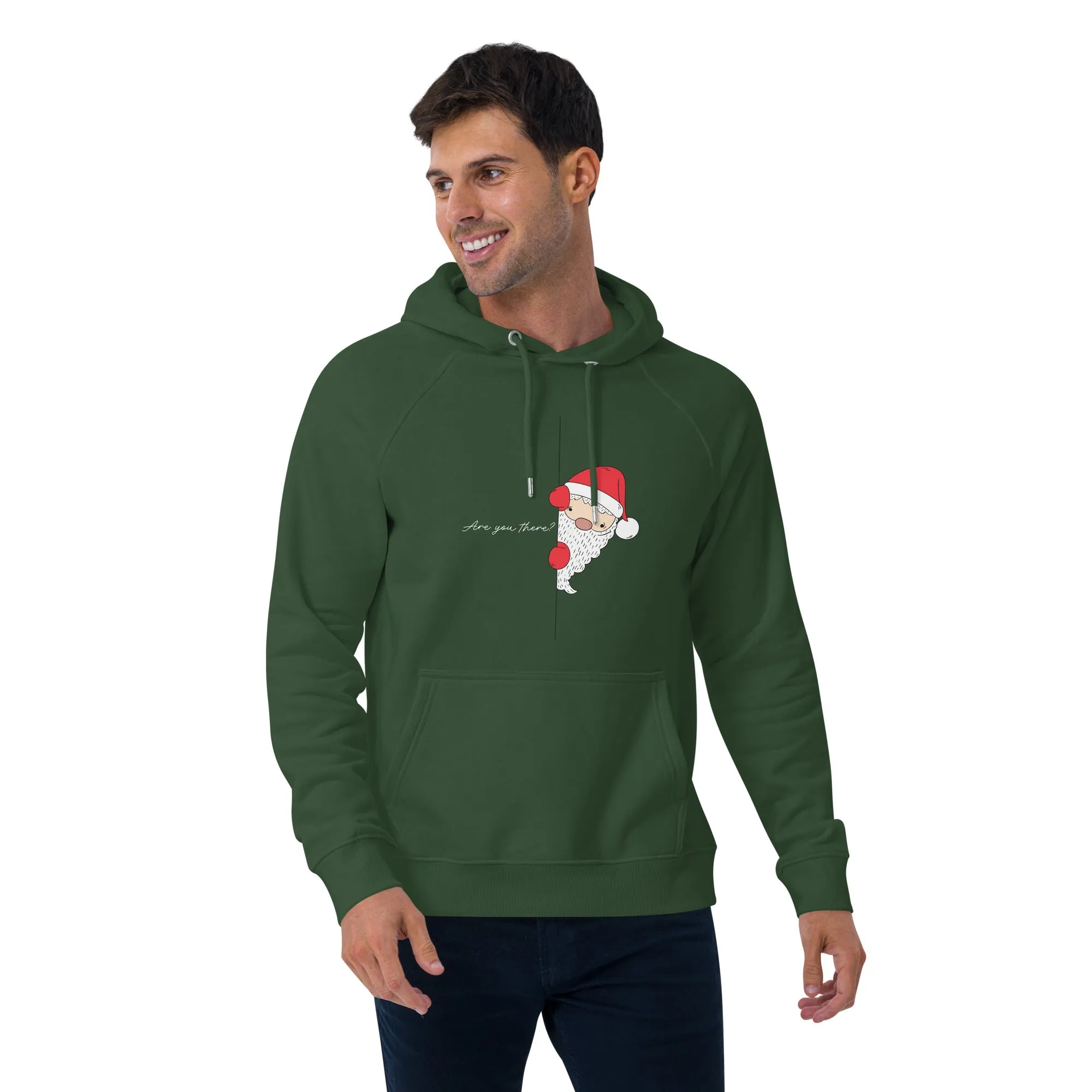 Santa's Surprise White Christmas Graphics Men Eco Raglan Hoodie