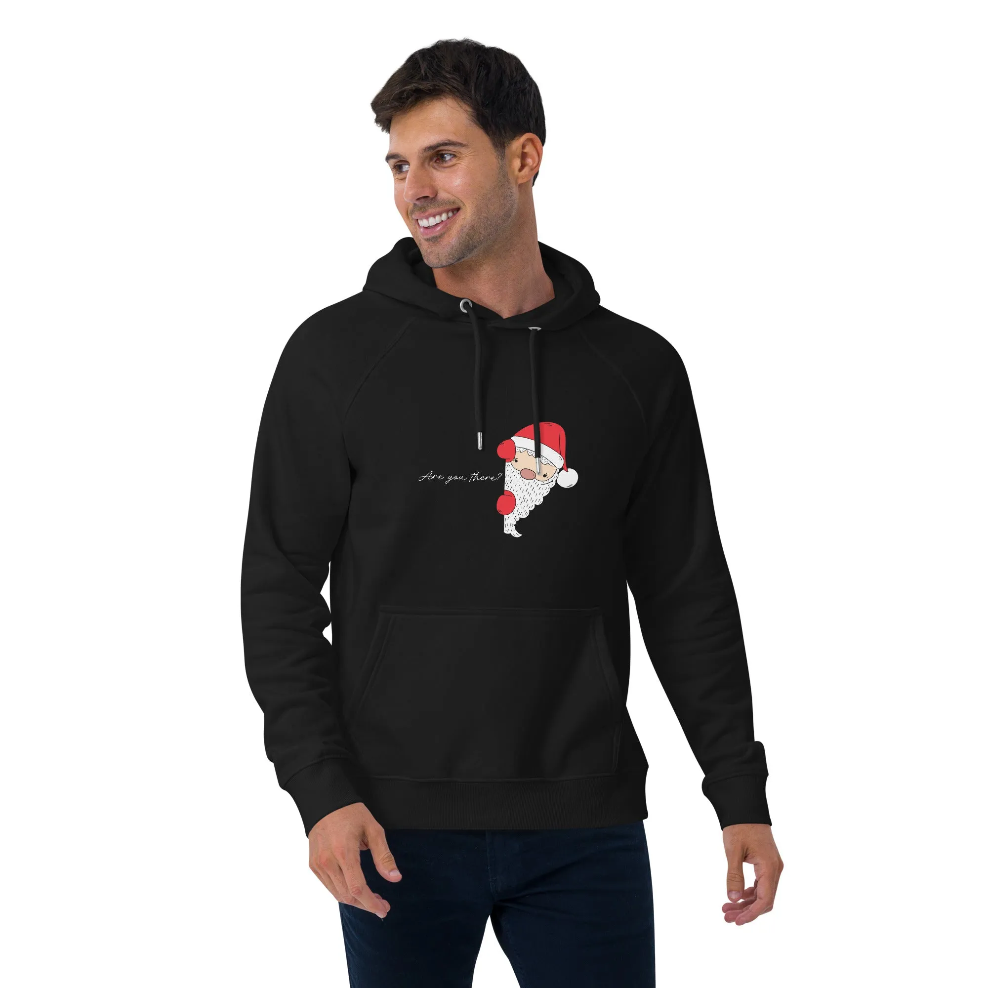 Santa's Surprise White Christmas Graphics Men Eco Raglan Hoodie