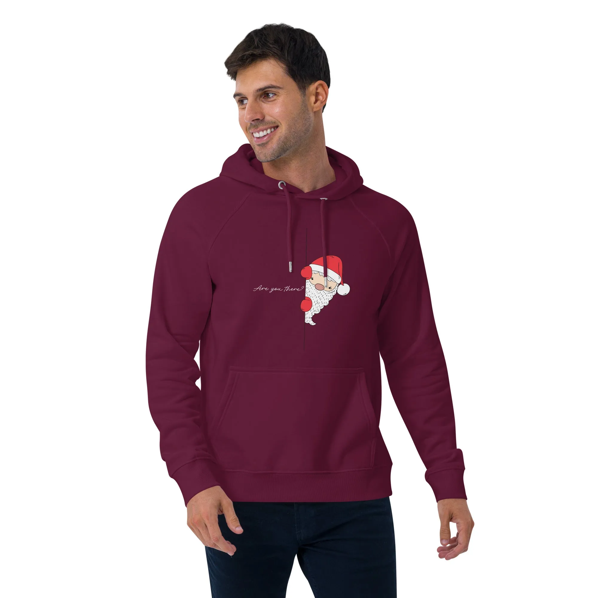 Santa's Surprise White Christmas Graphics Men Eco Raglan Hoodie