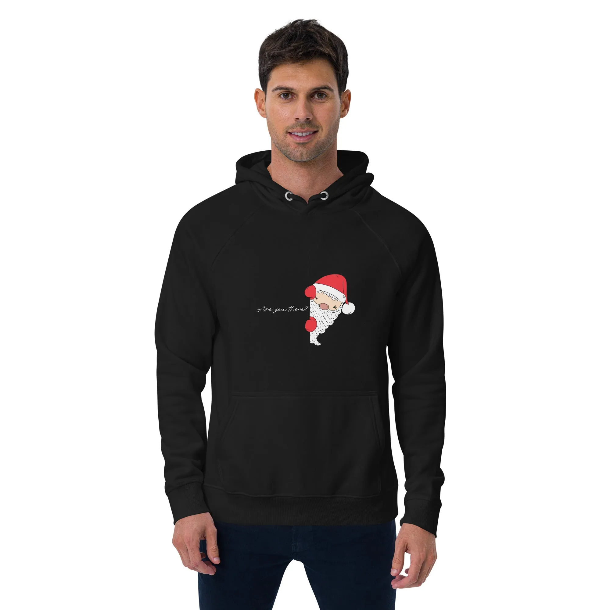 Santa's Surprise White Christmas Graphics Men Eco Raglan Hoodie