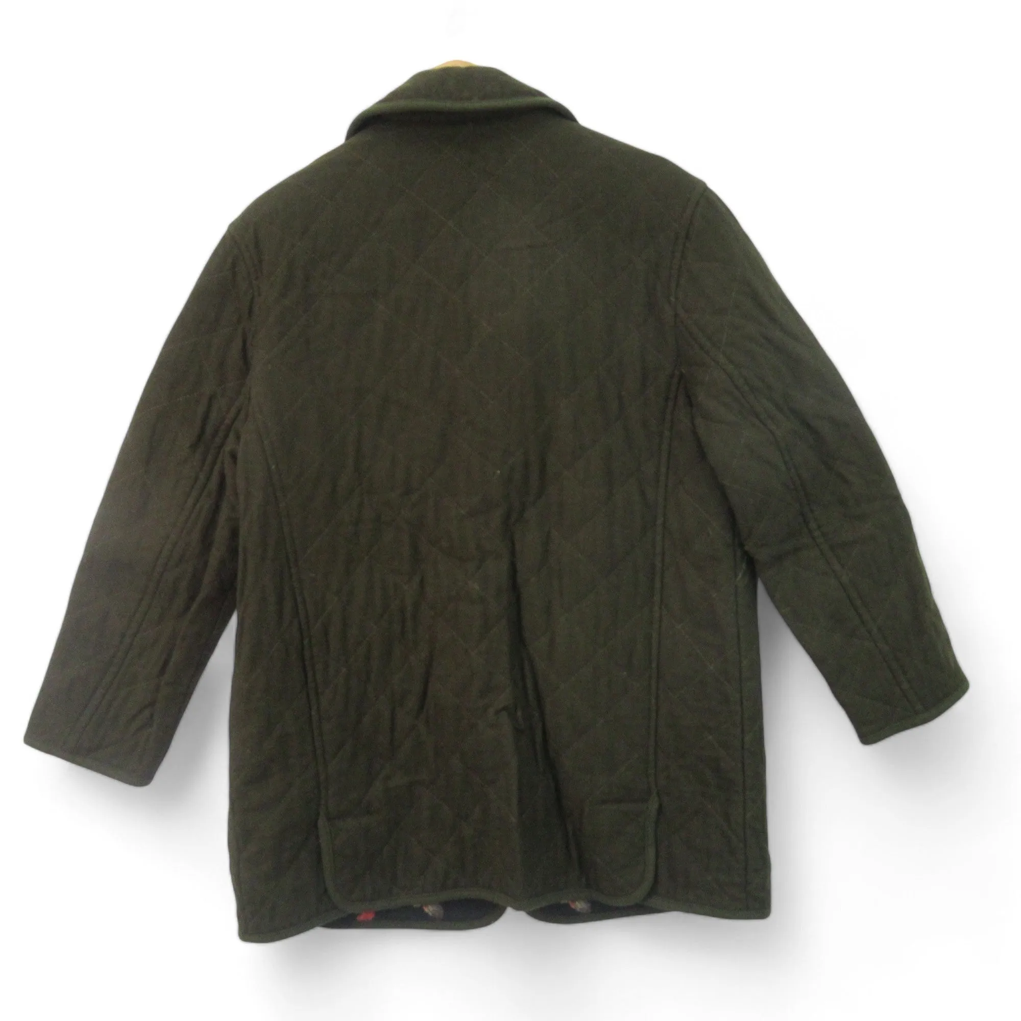 Schneiders UK 12 Green Wool Quilted Coat Womenswear | Preloved
