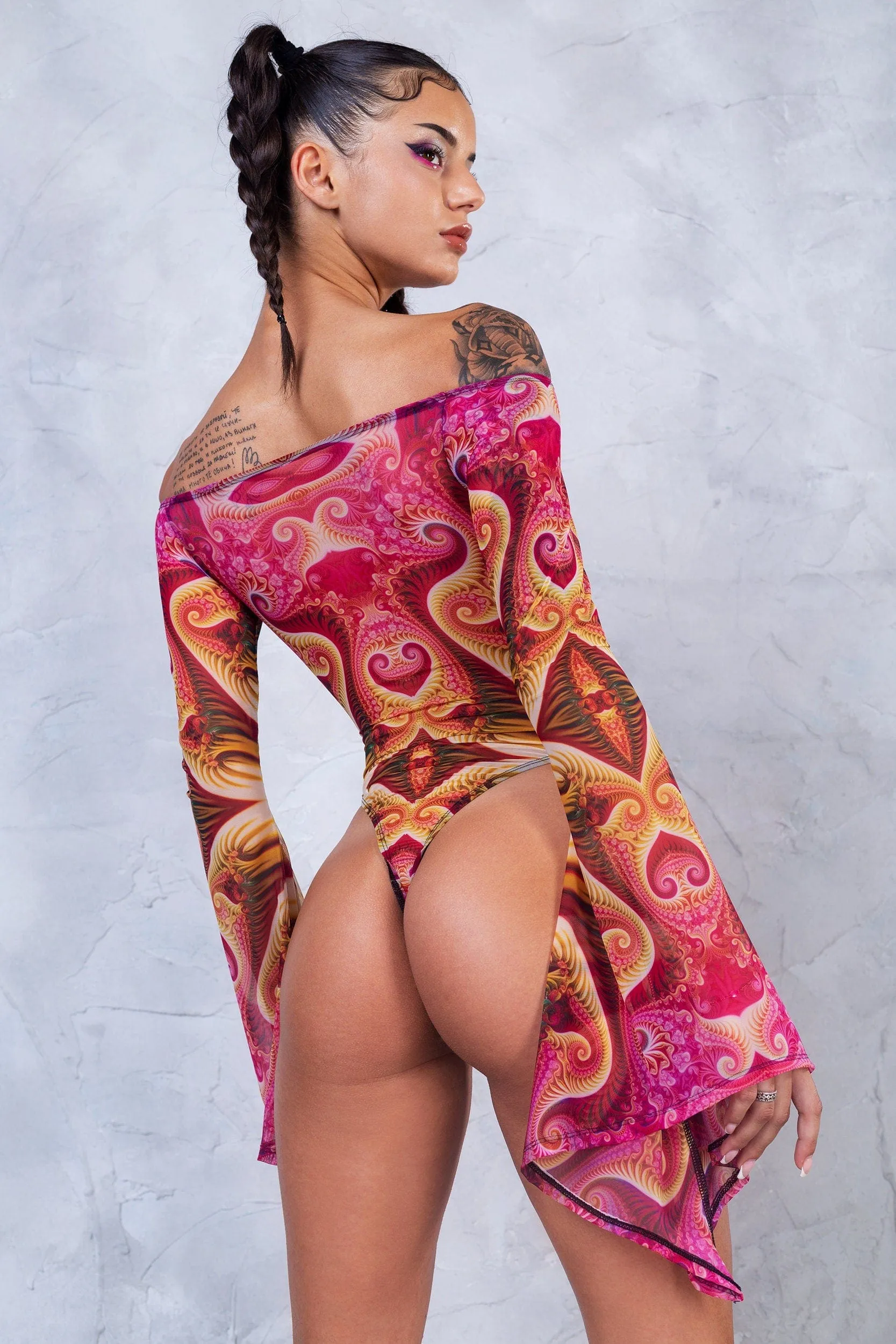 Serenity Bell sleeve Mesh Bodysuit