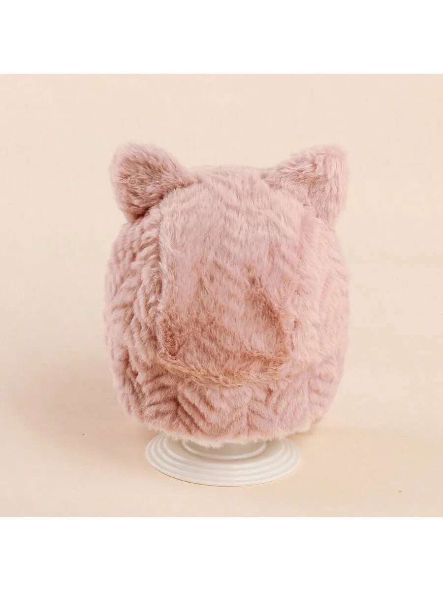 SHEIN 1pc Cartoon Knitted Ear Protection Thickened Hat For Kids And Babies, Winter