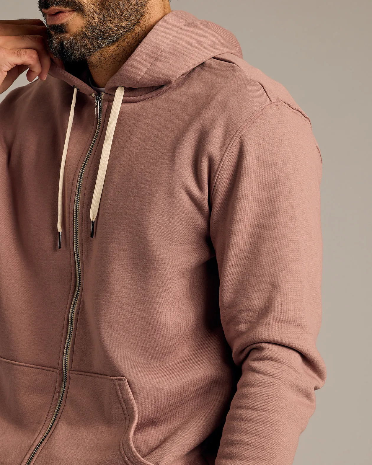 Slate Mauve Fleece French Terry Zip Hoodie