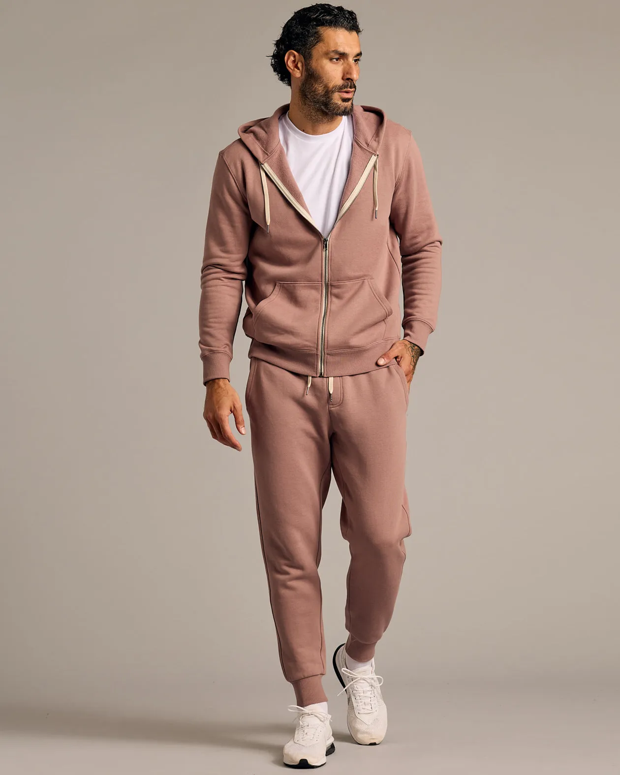 Slate Mauve Fleece French Terry Zip Hoodie