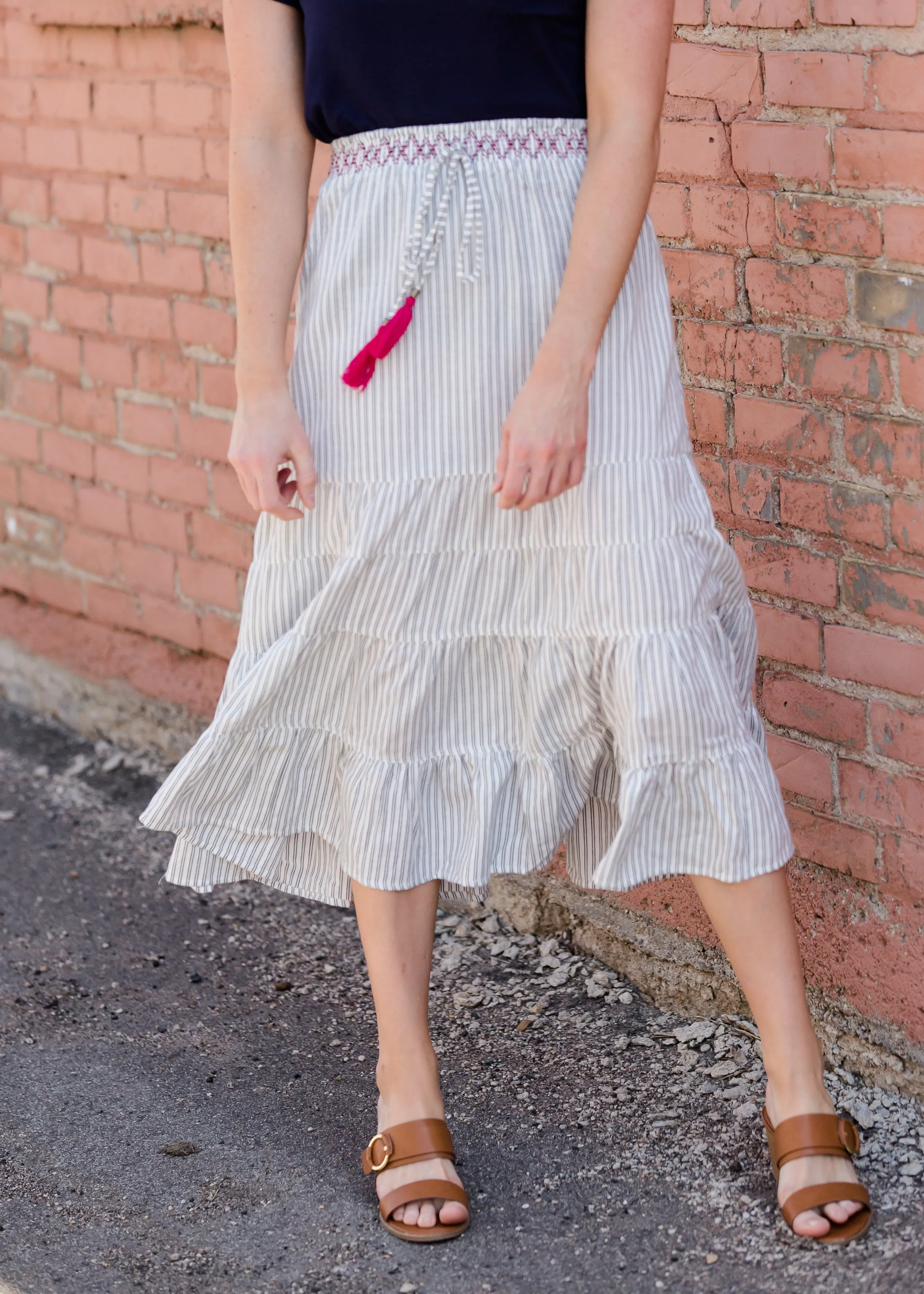 Smocked Waist Striped Maxi Skirt - FINAL SALE