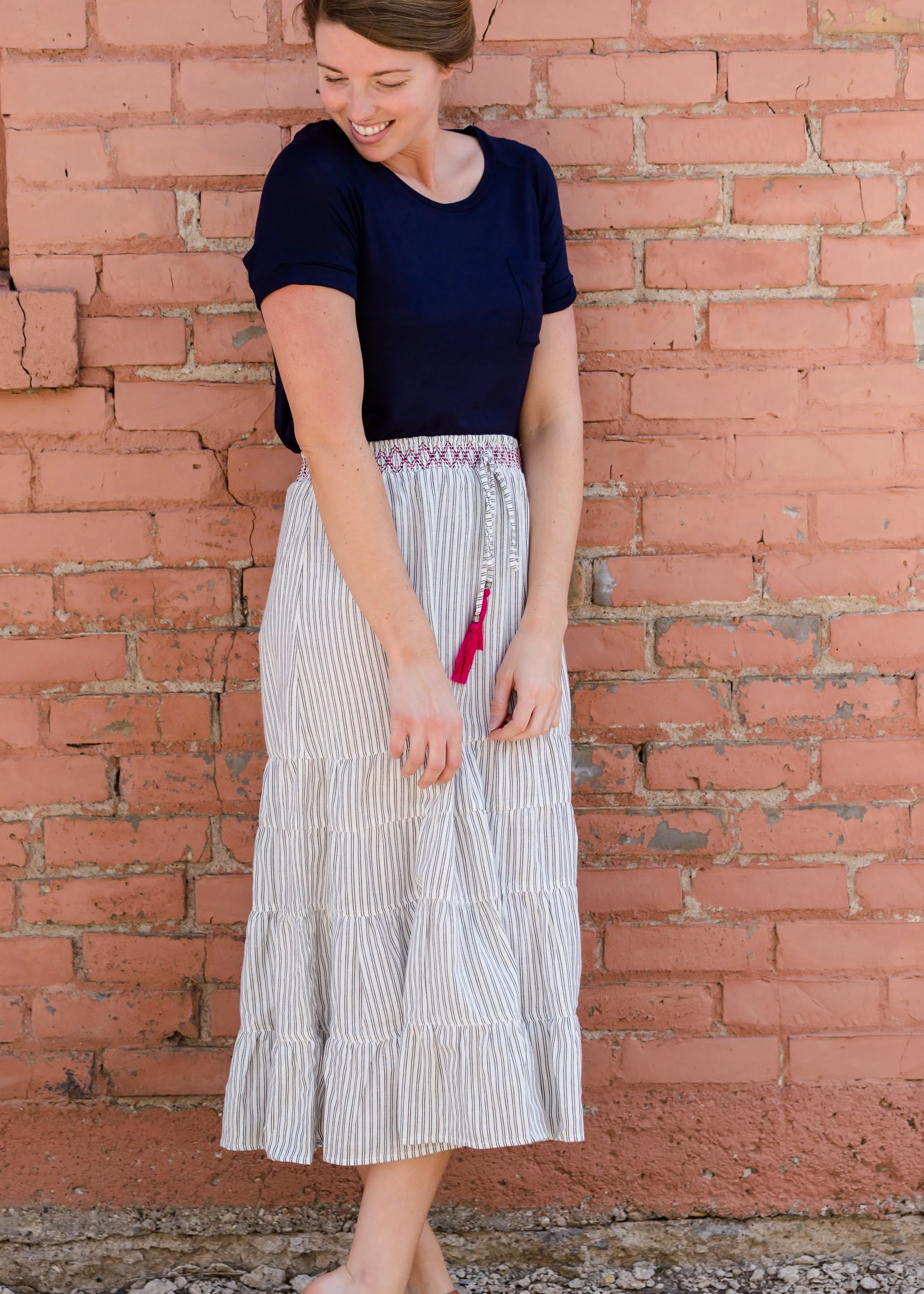 Smocked Waist Striped Maxi Skirt - FINAL SALE