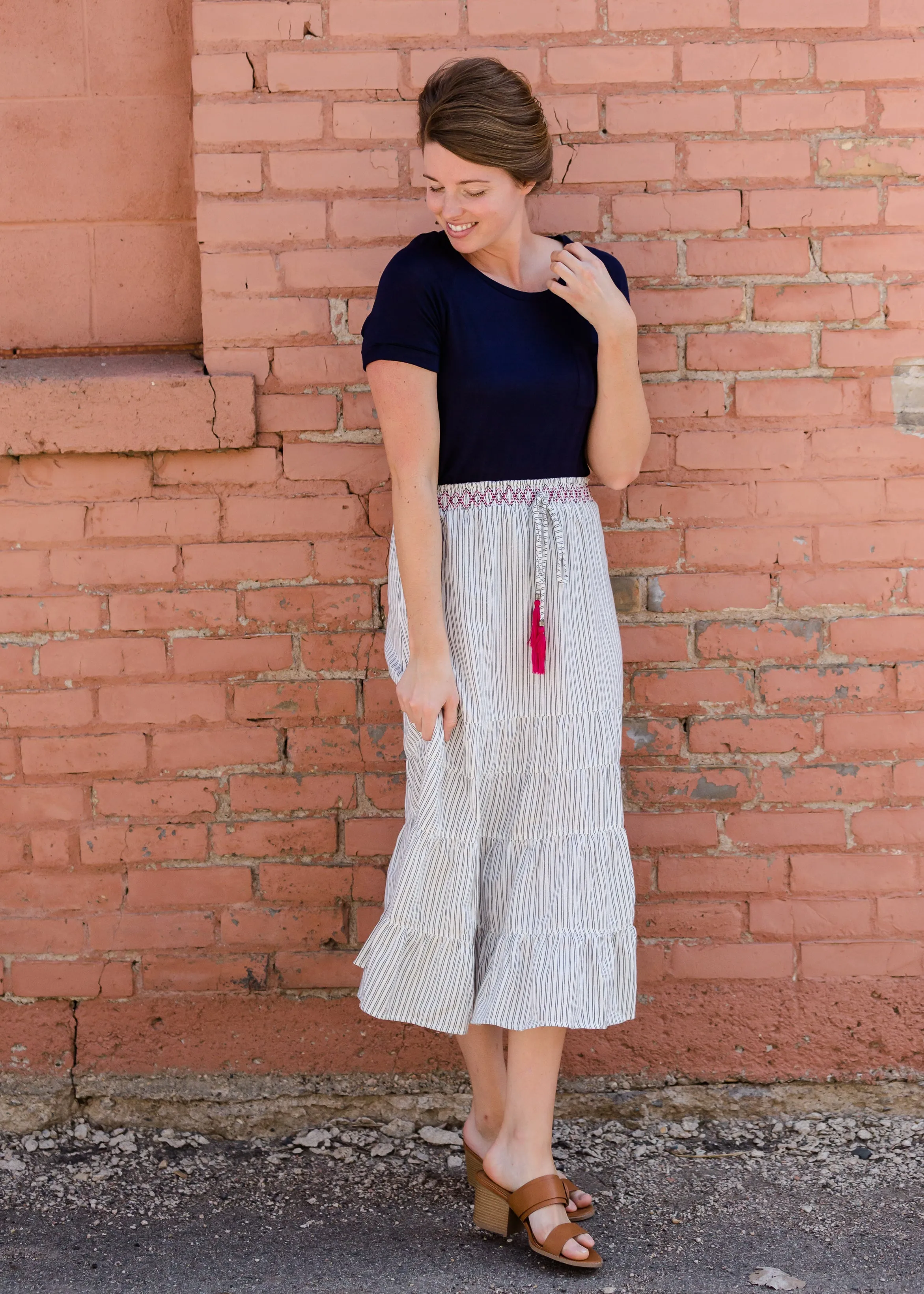 Smocked Waist Striped Maxi Skirt - FINAL SALE