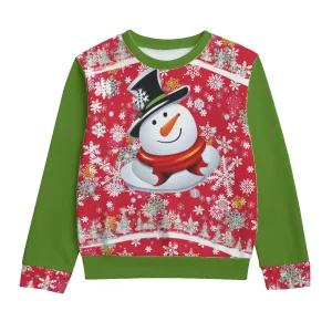 Snow Man's Delight Kid's Round Neck Christmas Sweatshirt | 100% Cotton