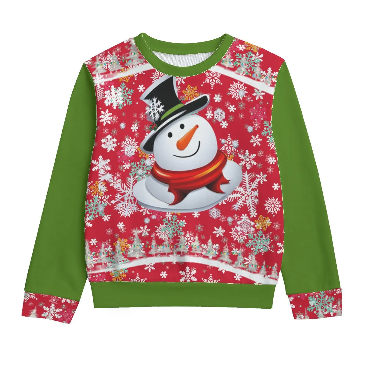 Snow Man's Delight Kid's Round Neck Christmas Sweatshirt | 100% Cotton