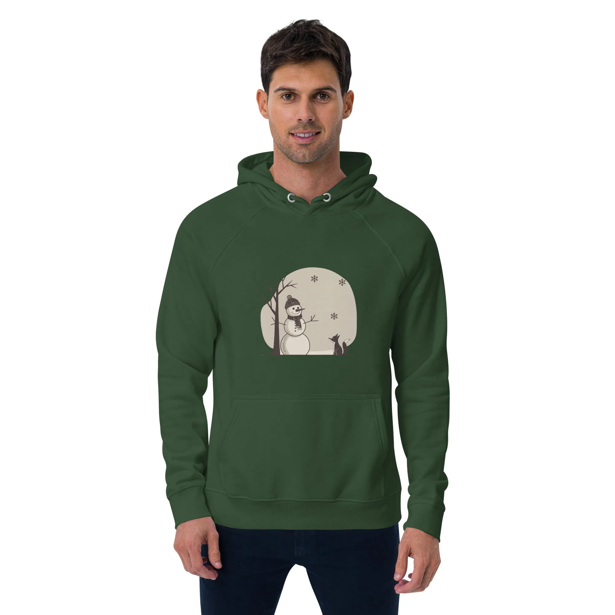 Snowman Christmas Graphics Men Eco Raglan Hoodie