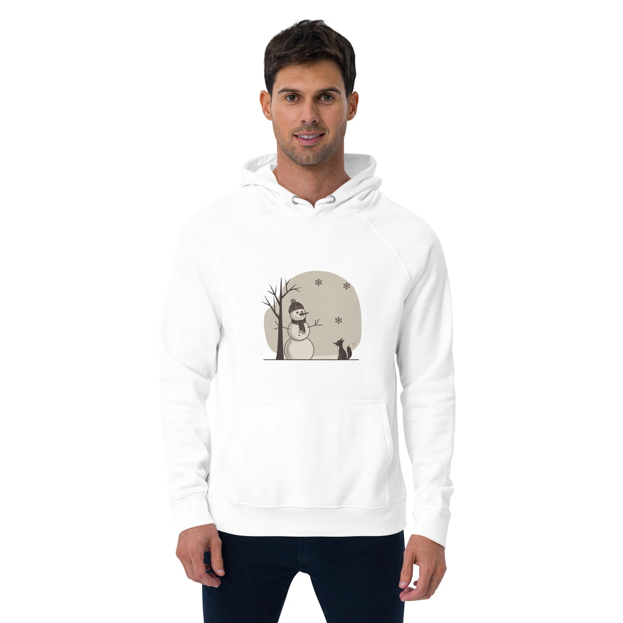 Snowman Christmas Graphics Men Eco Raglan Hoodie