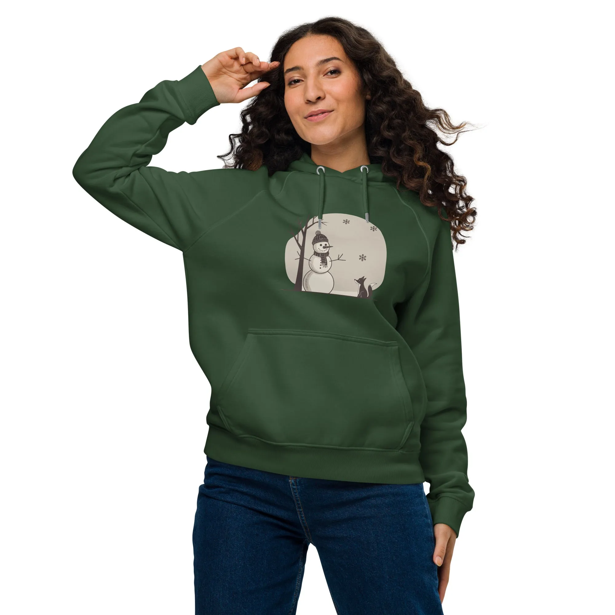 Snowman Christmas Graphics Men Eco Raglan Hoodie