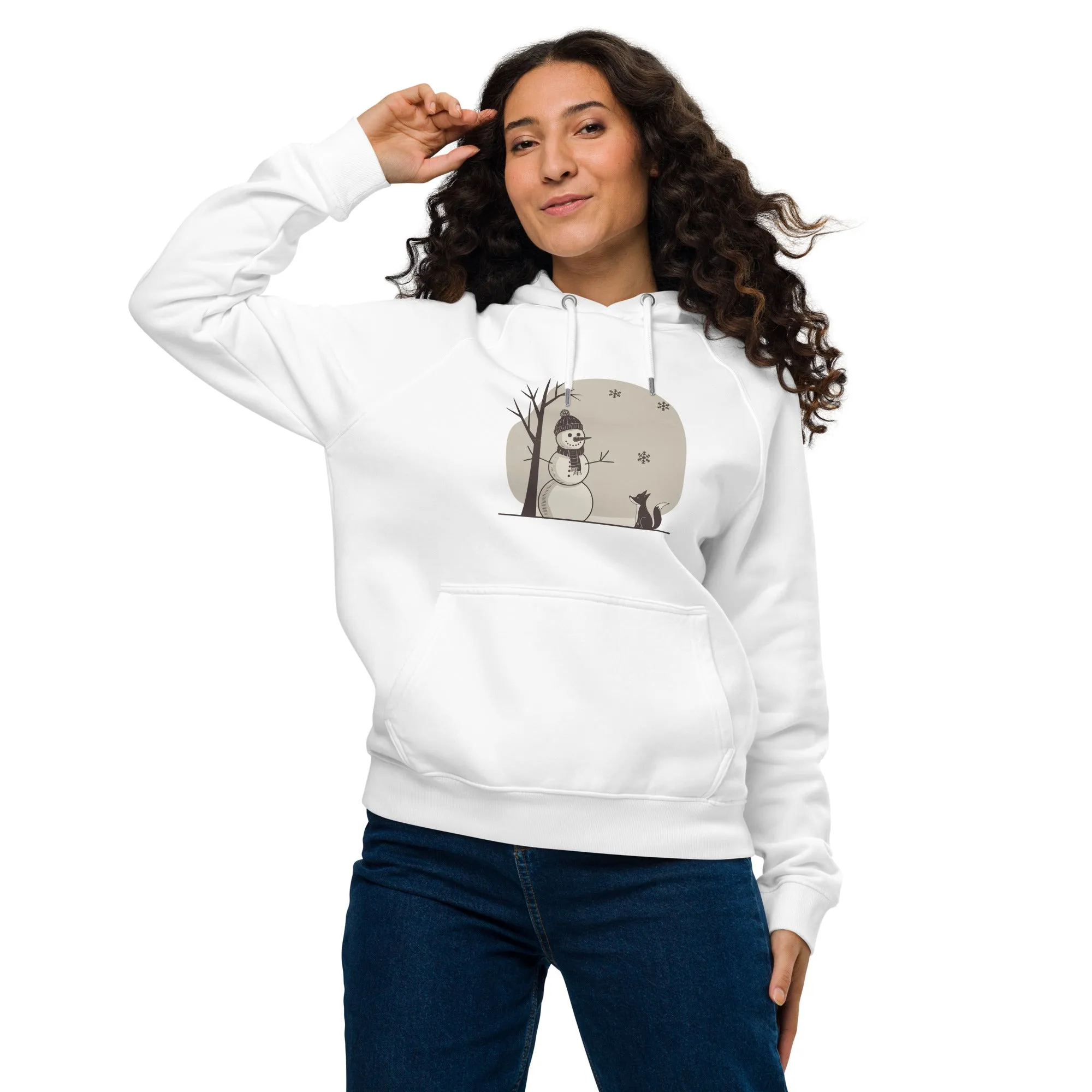 Snowman Christmas Graphics Men Eco Raglan Hoodie