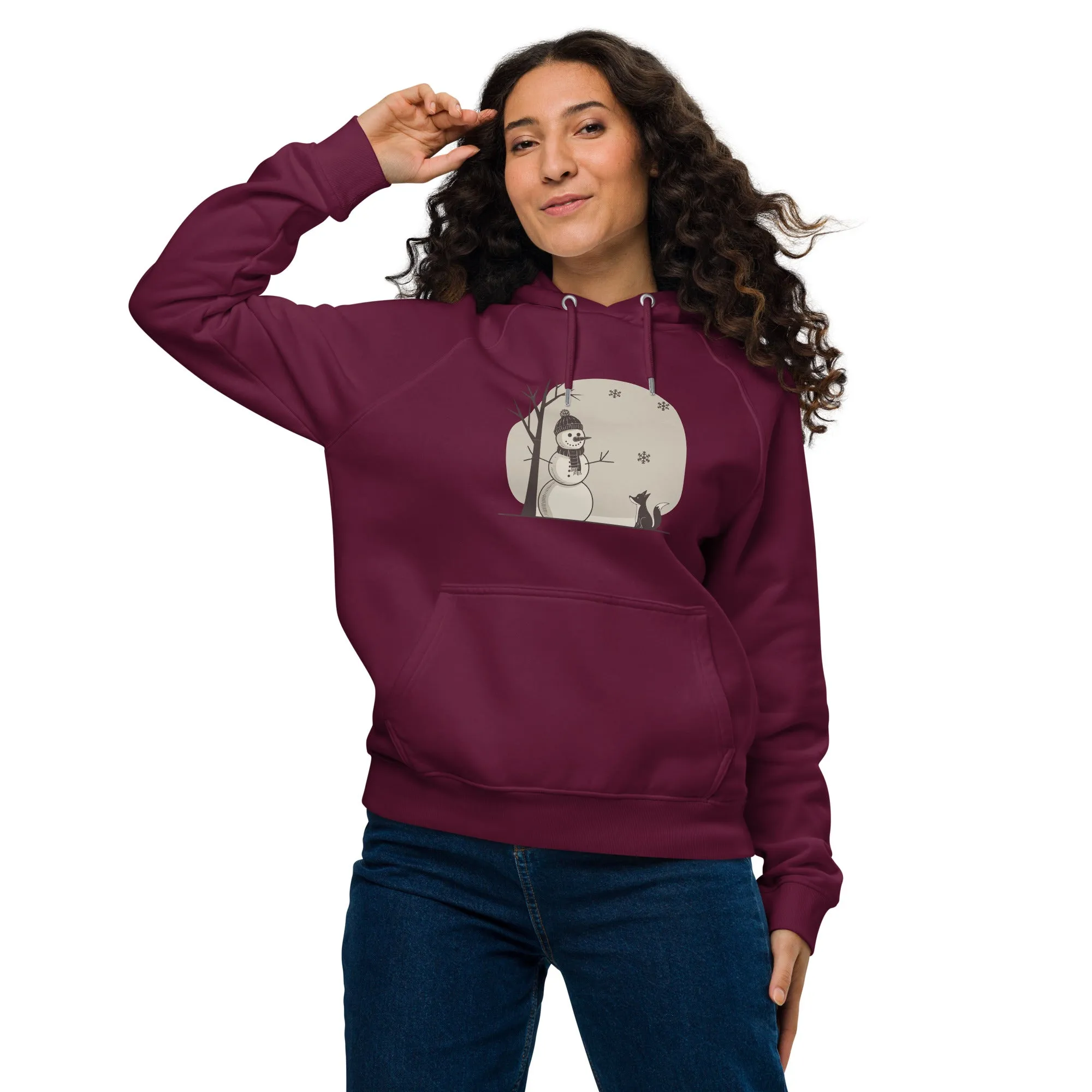 Snowman Christmas Graphics Men Eco Raglan Hoodie