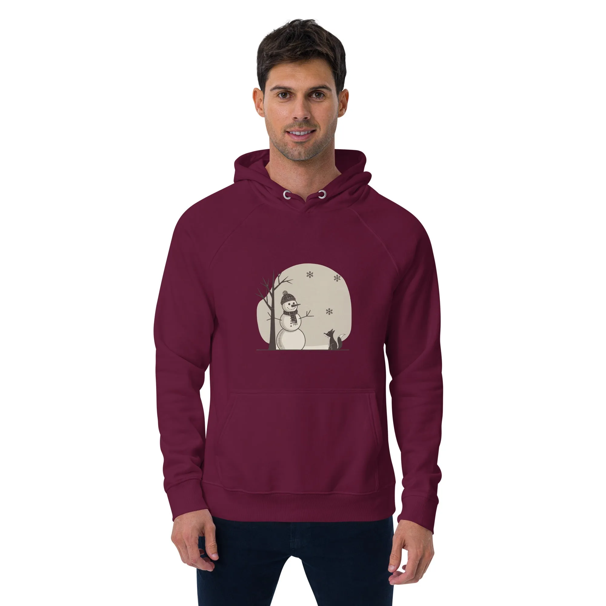 Snowman Christmas Graphics Men Eco Raglan Hoodie