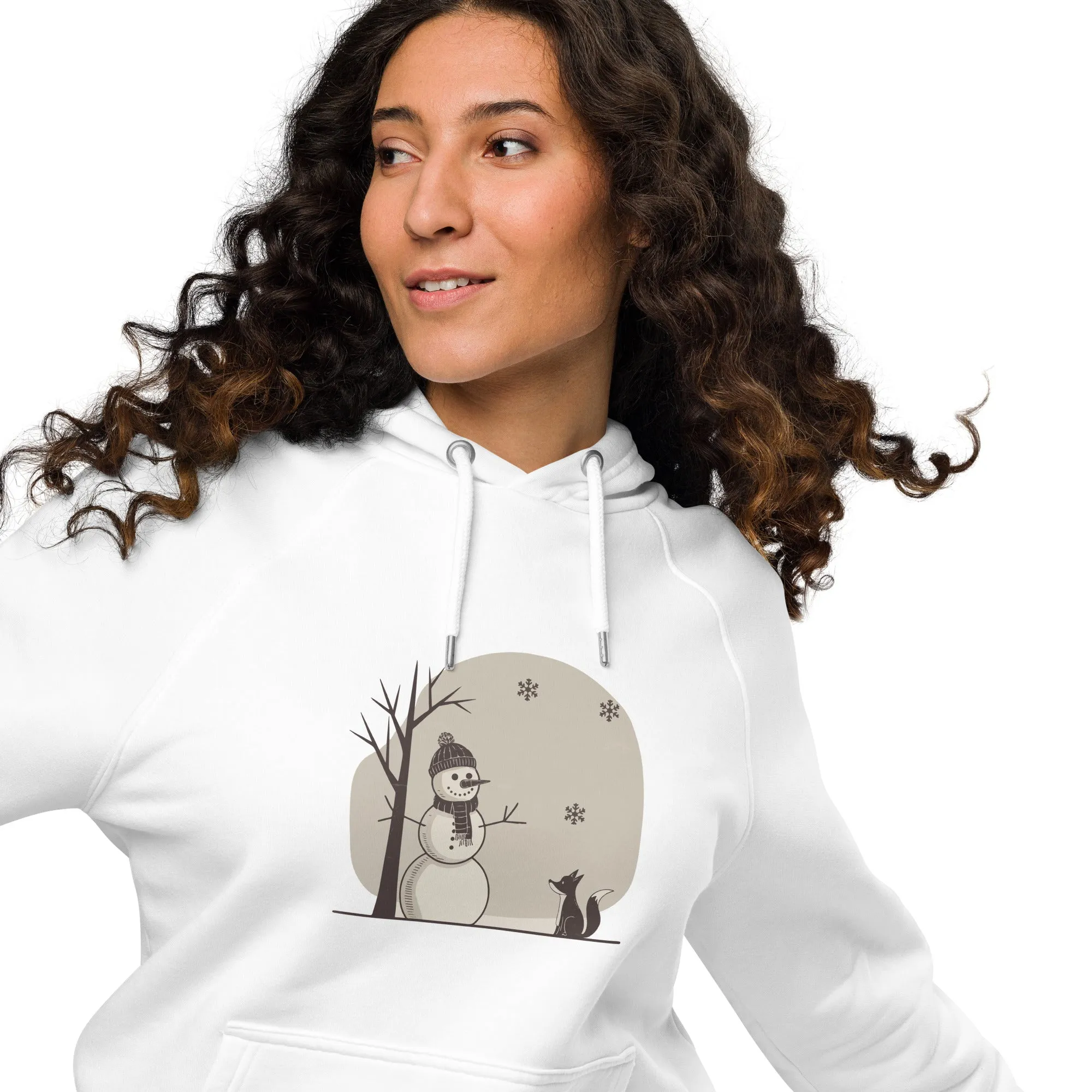 Snowman Christmas Graphics Men Eco Raglan Hoodie