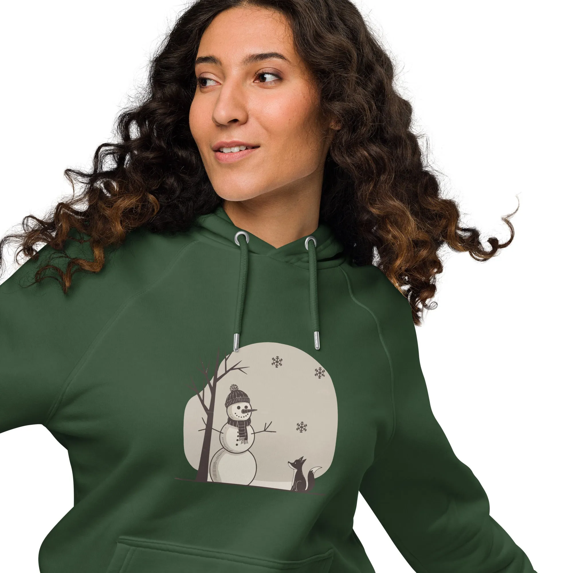 Snowman Christmas Graphics Men Eco Raglan Hoodie