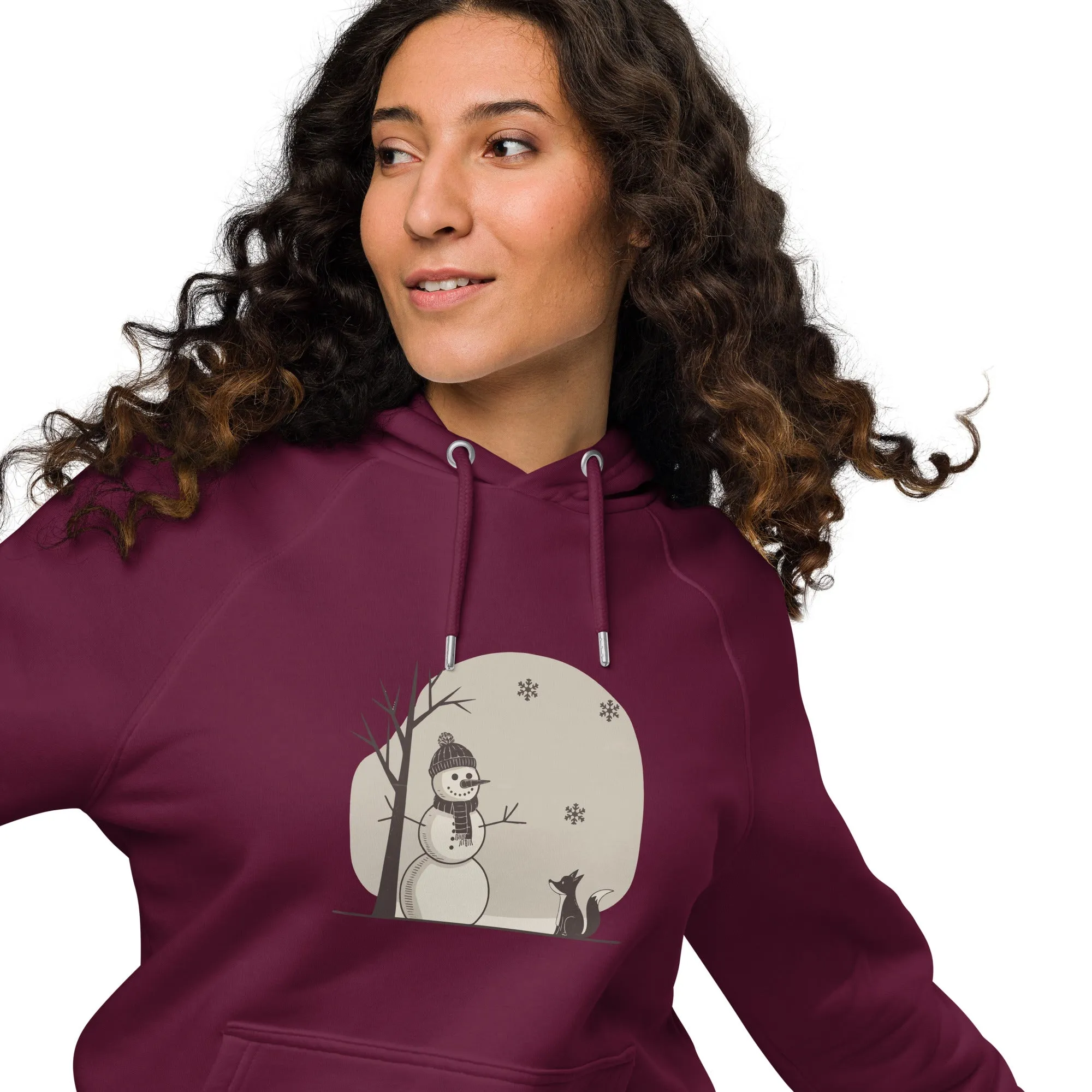 Snowman Christmas Graphics Men Eco Raglan Hoodie