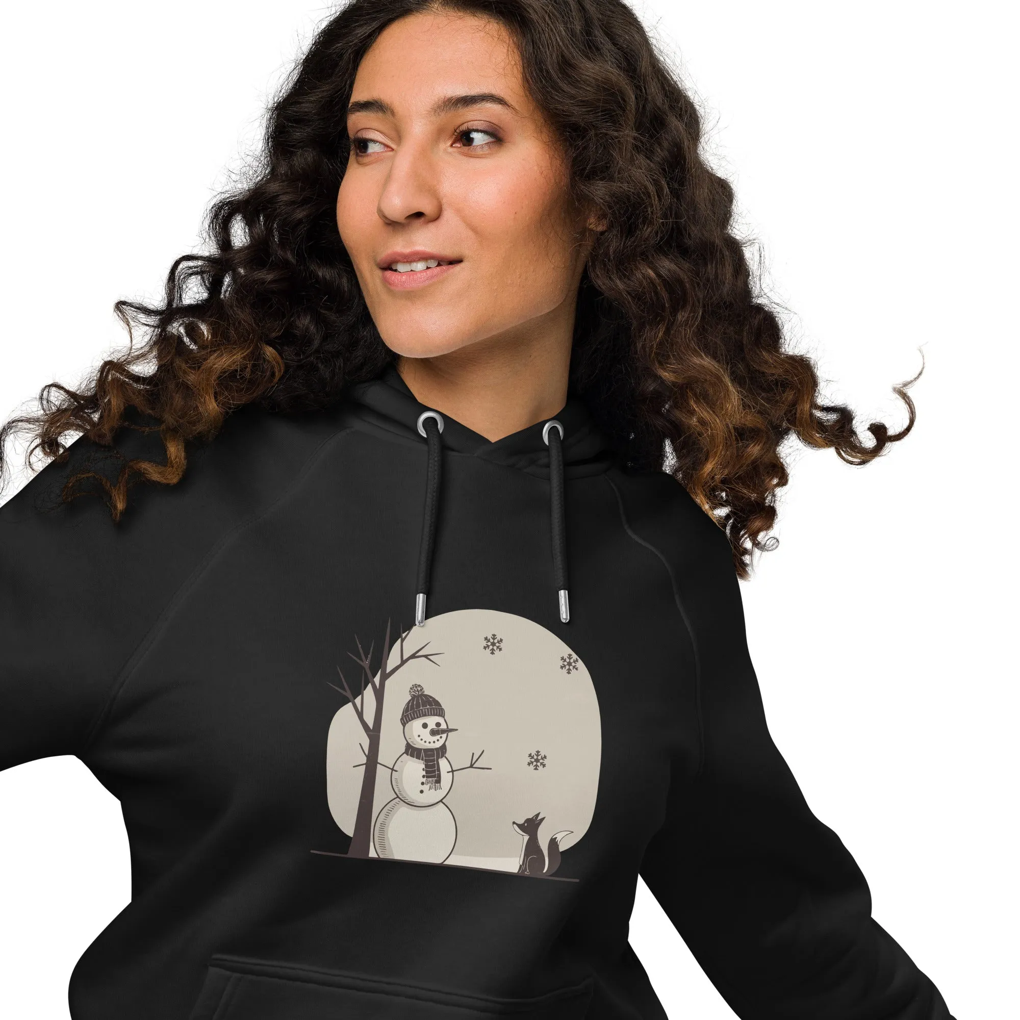Snowman Christmas Graphics Men Eco Raglan Hoodie