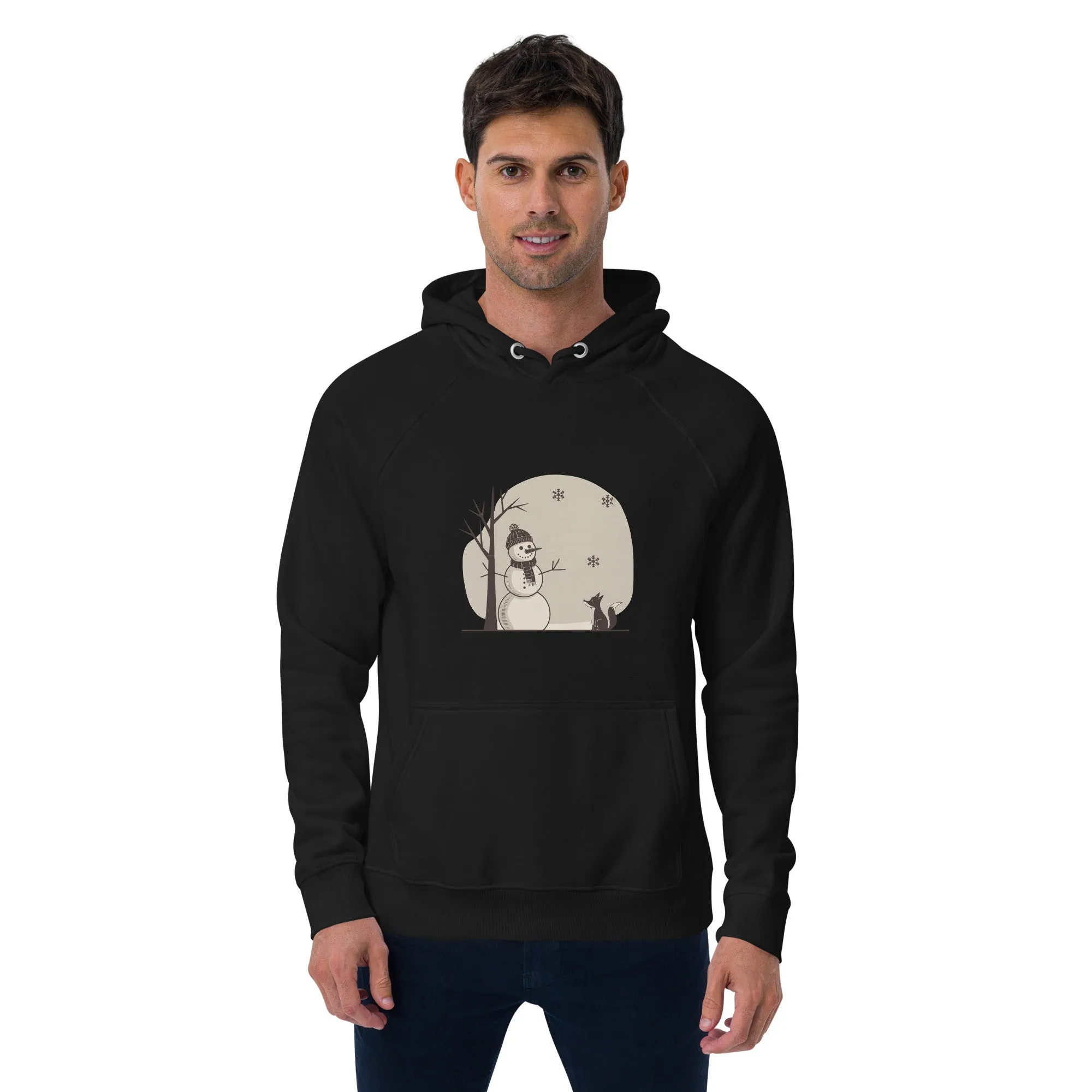 Snowman Christmas Graphics Men Eco Raglan Hoodie