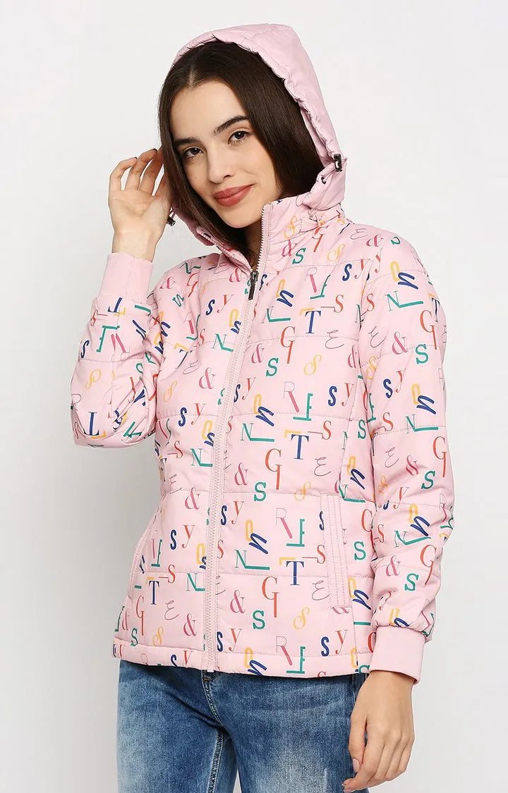 Spykar Women Pink Nylon Regular Fit Hoodie Jacket