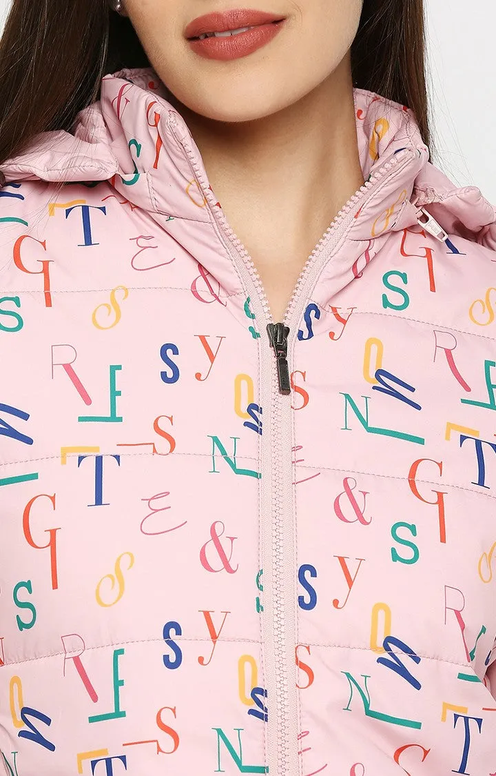 Spykar Women Pink Nylon Regular Fit Hoodie Jacket