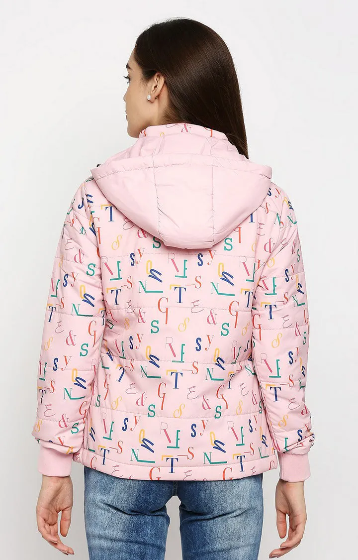 Spykar Women Pink Nylon Regular Fit Hoodie Jacket