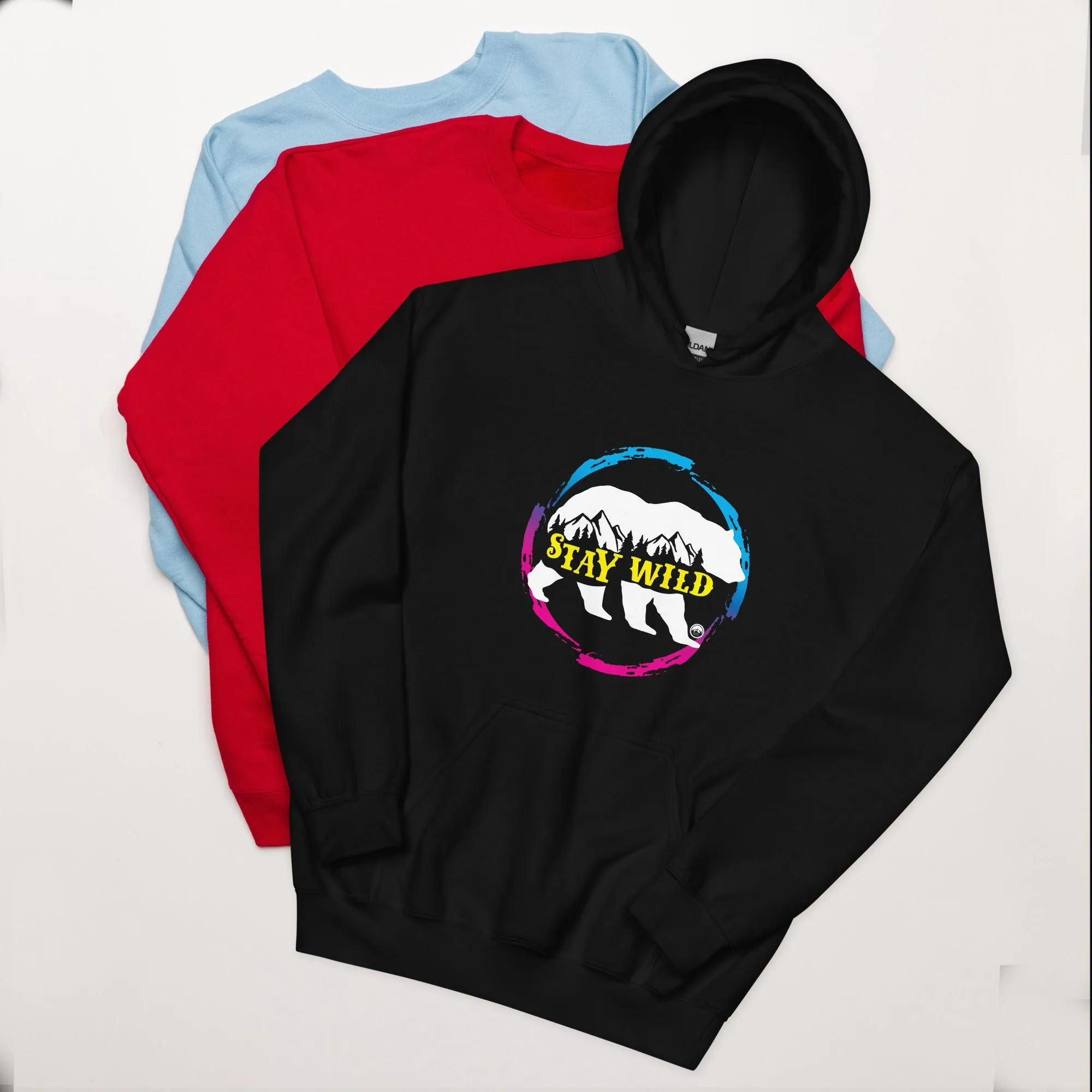 Stay Wild Gradient Pink and Blue Unisex Hoodie