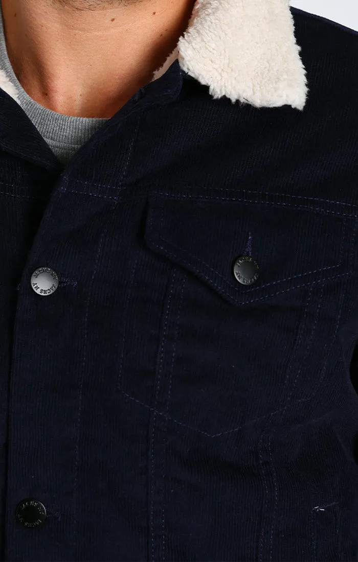 Stretch Corduroy Sherpa Lined Trucker Jacket