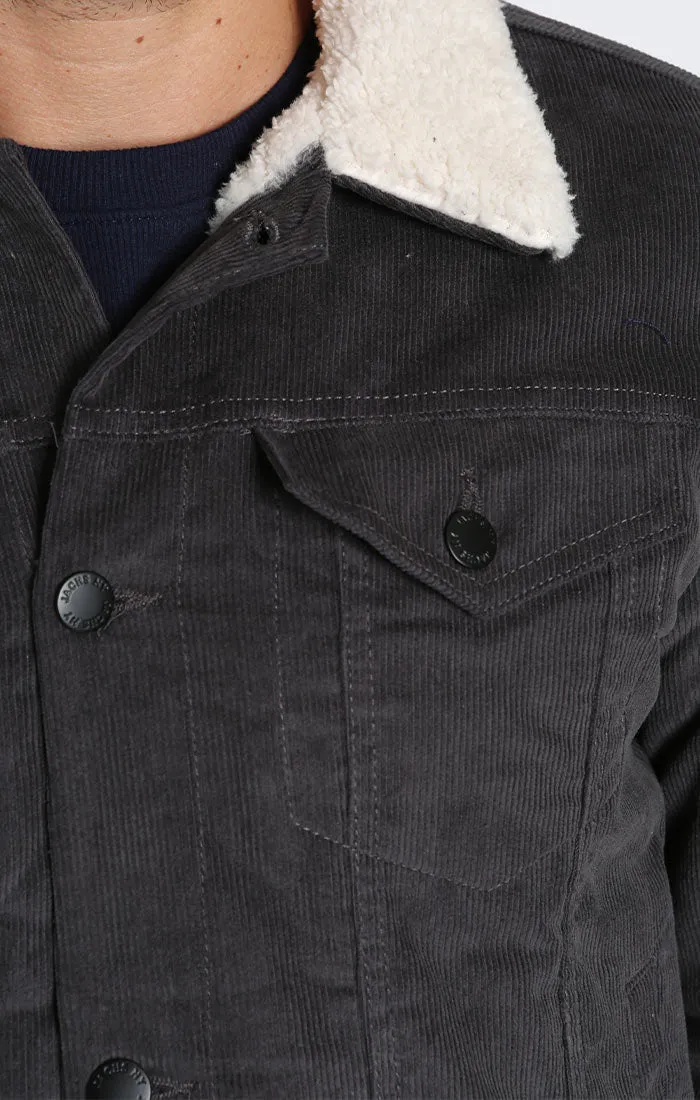 Stretch Corduroy Sherpa Lined Trucker Jacket