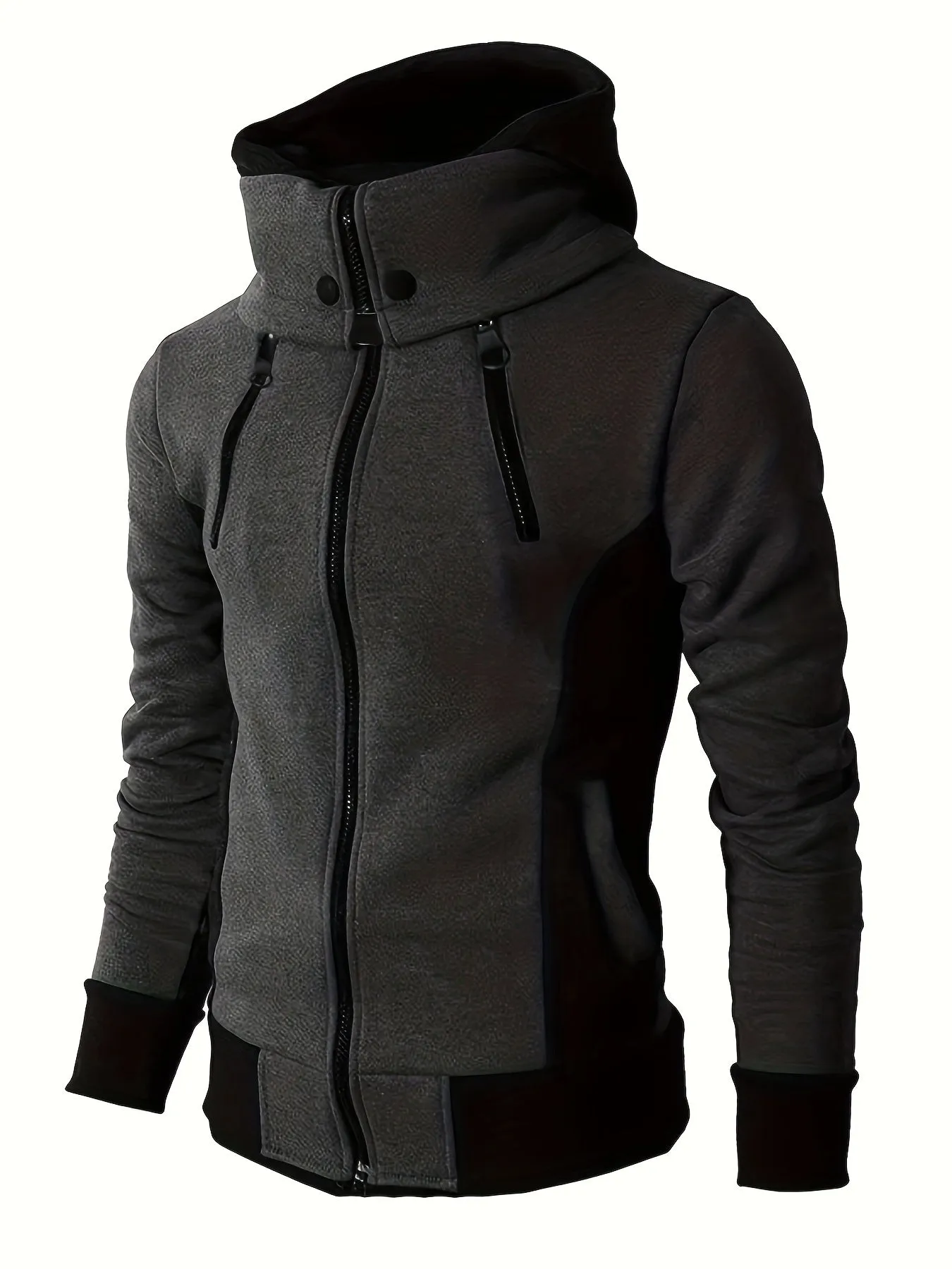 Stylish Color Block Mens Hooded Jacket Versatile Sporty Coat